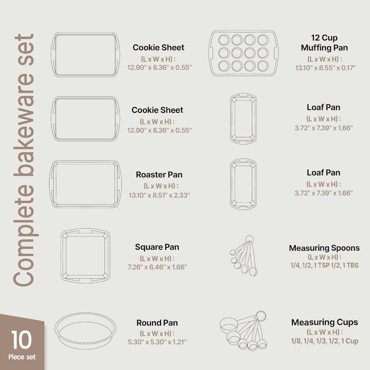 Green 10-Piece Bakeware Sets, Nonstick Carbon Steel Baking Sheet & Pans, Stackable Space-Saving Bakeware, Dishwasher Safe, Stain-Resistant, PFOAPFOSPTFE Free, Oven Safe up to 450&deg;F (230&deg;C) image number 4