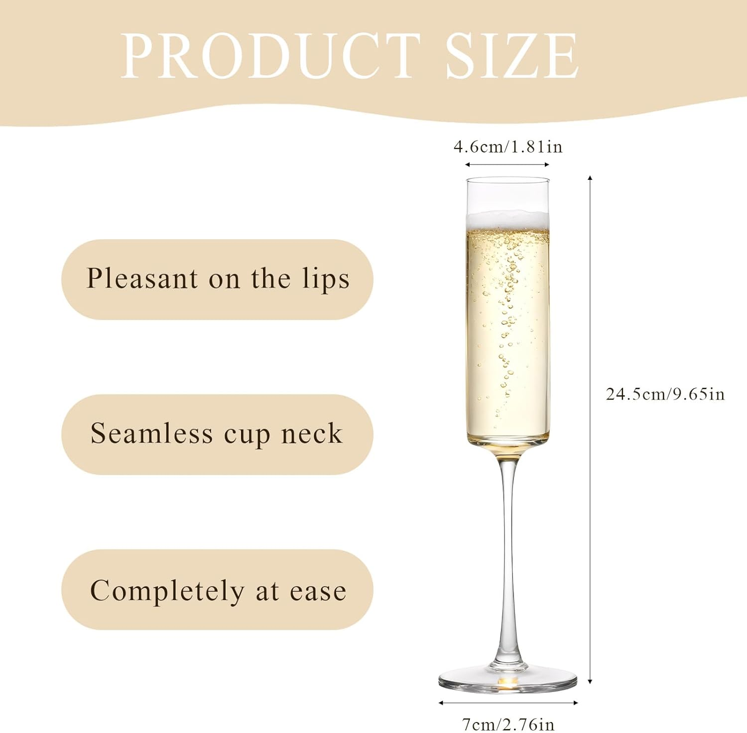 Set of 6 Crystal Champagne Glasses, Hand Blown Elegant Glasses 6.5 Ounce for Birthday Wedding Anniversary Transparent Champagne Flutes for Celebrations and Special Occasions image number 4