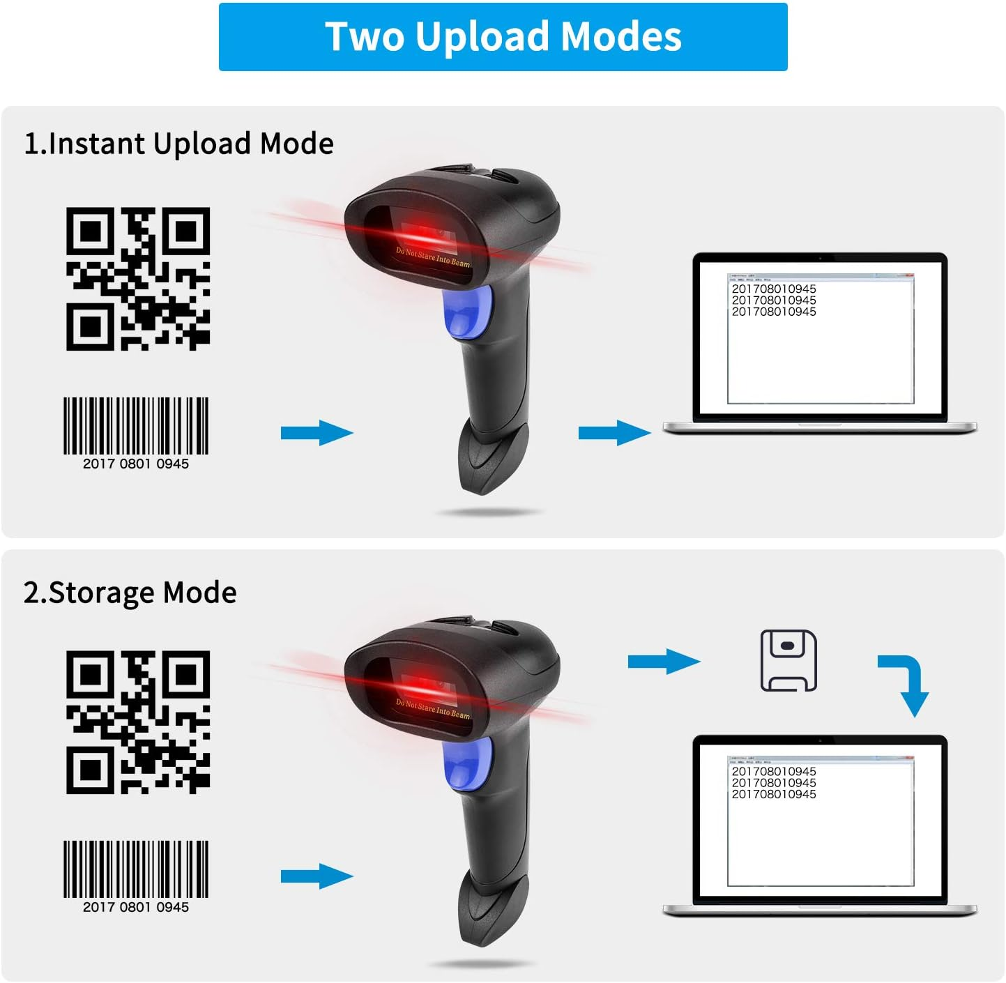 Wireless 1D 2D Barcode Scanner with Stand, Netumscan Portable Automatic QR Code Scanner Supports Screen Scan Handheld CMOS Image Bar Code Reader with USB Receiver for Warehouse POS and Computer image number 4