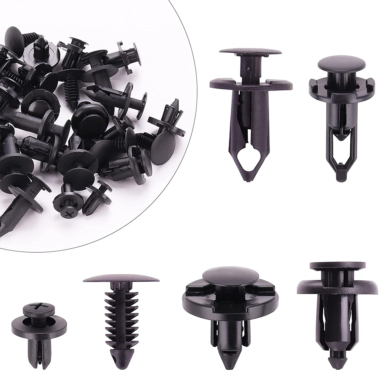 Kinstecks 300PCS 6 Sizes Fender Clips Nylon Bumper Fender Trim Panel Clips Fastener Rivet Retainer Clips for GM Ford Toyota Honda Chrysler Nissan Infiniti Lexus Dodge image number 2