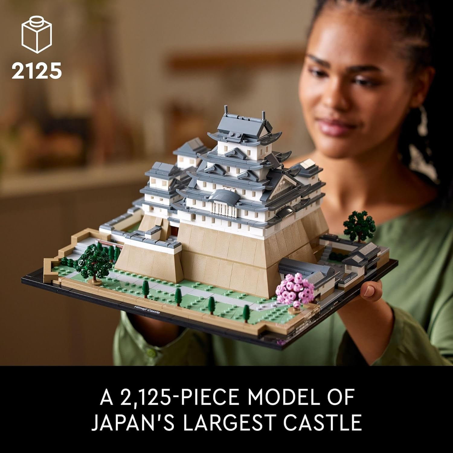 LEGO Architecture Himeji Castle, Collectible Model Building Kit for Adults, Idea for Fans of Creative Gardening and Japanese Culture, Relaxing 3D Puzzle or Desk Toy with Cherry Blossom Trees 21060 image number 6