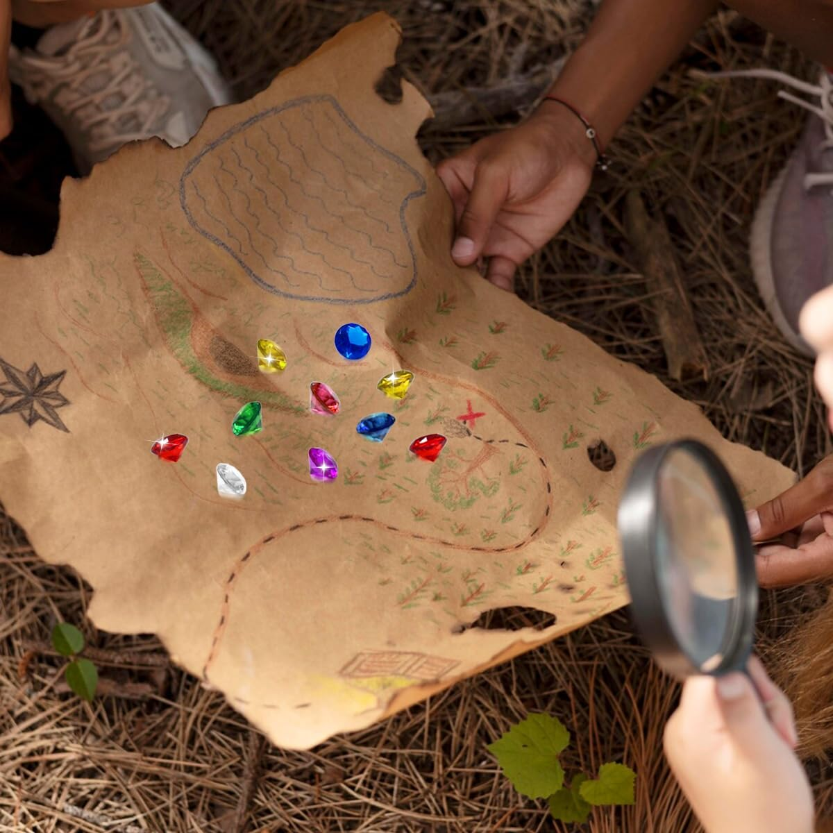 BEZANU Swimming Pool Gem Toys, 12 PCS Colorful Big Diamond Gems Pool Toys with Treasure Pirate Box for Party Favors image number 5