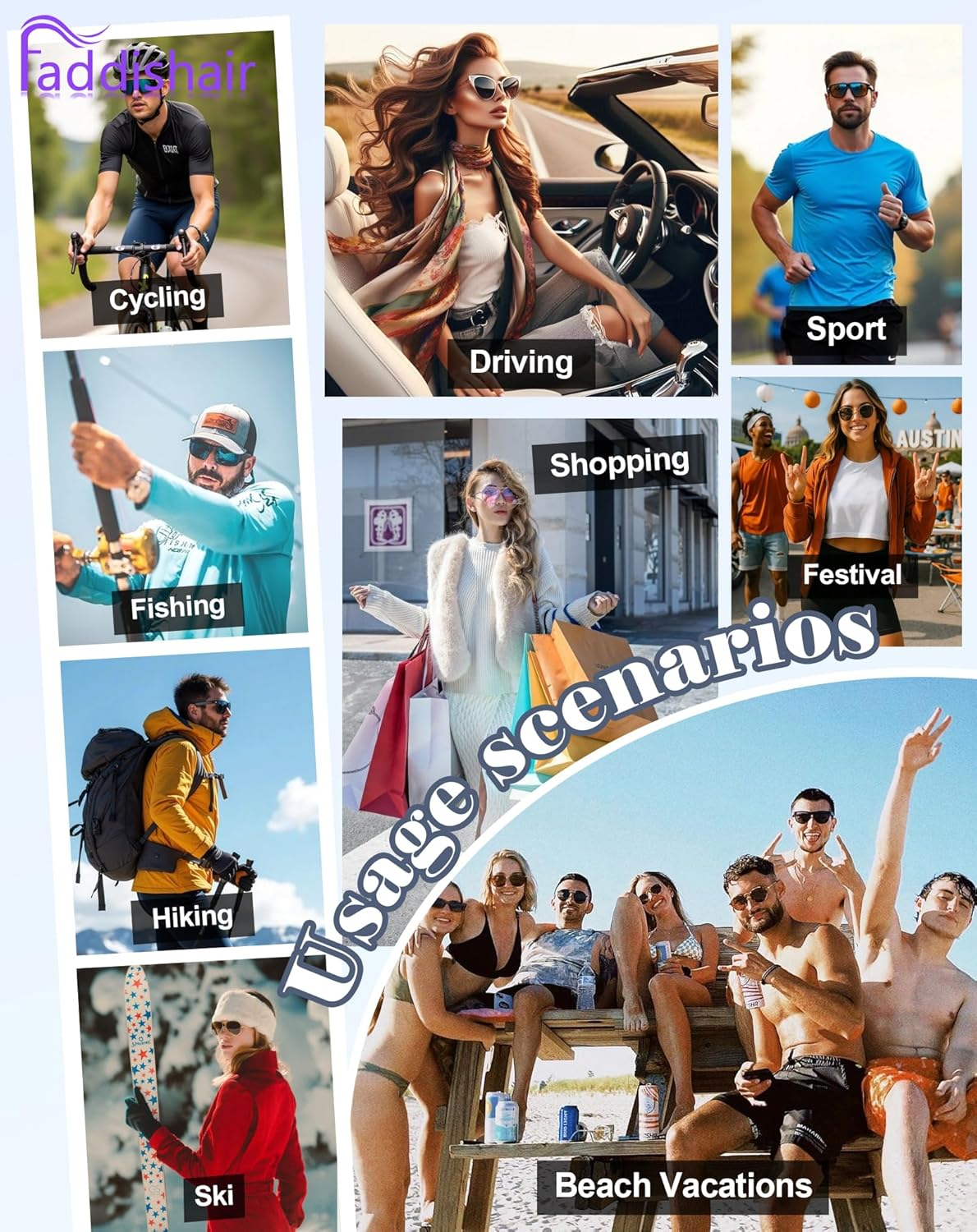 Faddishair Trendy Sunglasses for Men Rectangle Vintage Brown Large Polarized Aviator Sunglasses for Women Running Sports image number 5