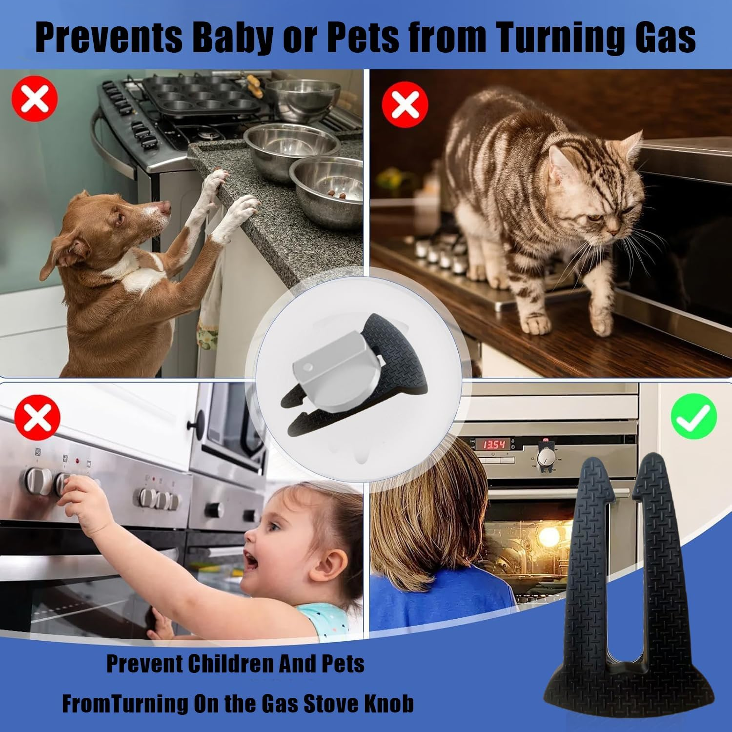 WEZCHUGHAOL 6 Pack Gas Stove Knob Locks - Durable Child & Pet Safety Guards, Baby Proof Knob Covers Prevent Accidental Turning On, Universal Fit for Most Stove Knobs image number 6
