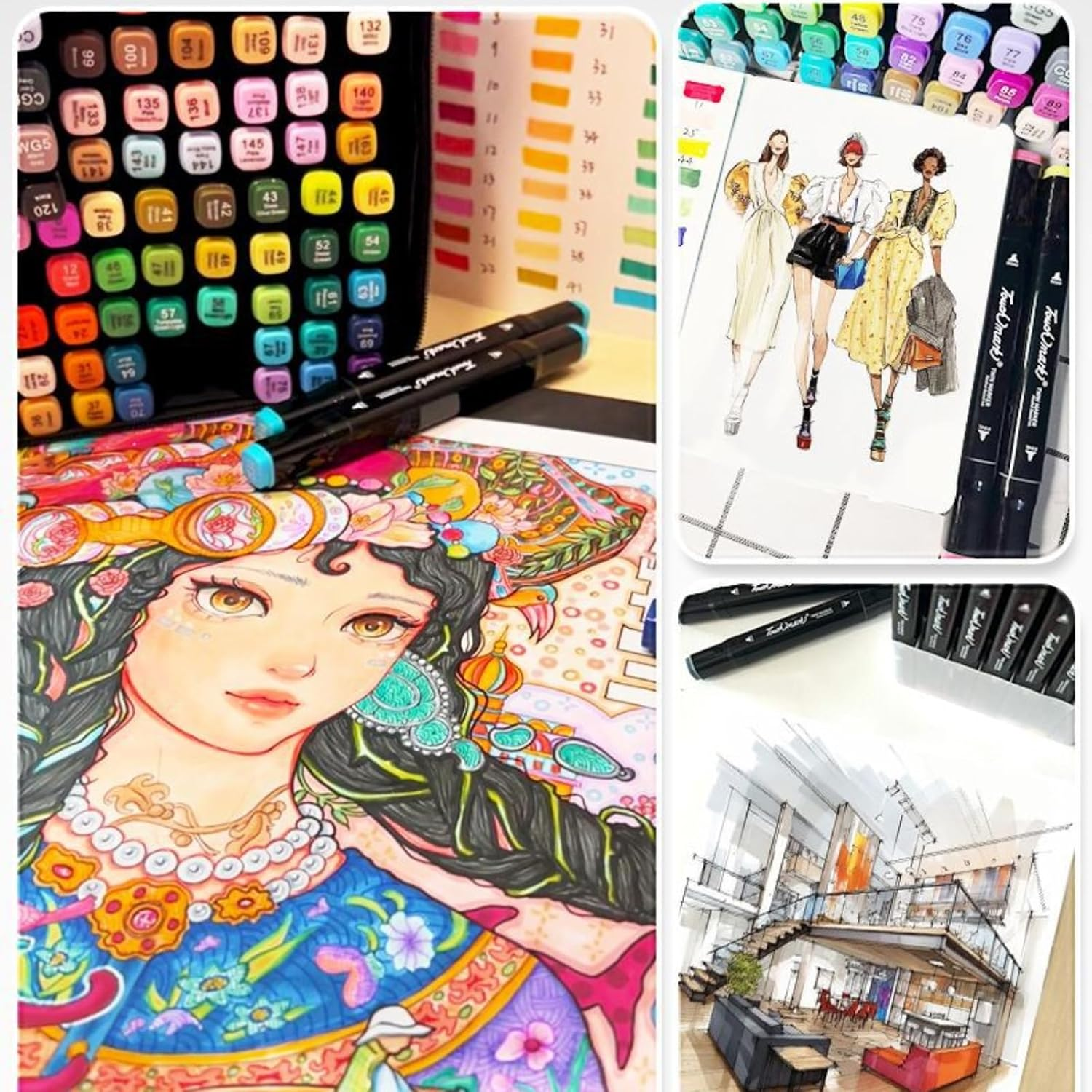 120 Colors Dual Tips Alcohol Markers, Art Markers Pens with Pen Holder, Permanent Sketch Markers Set for Kids Adults Coloring,Painting, Sketching, Illustrations (120)