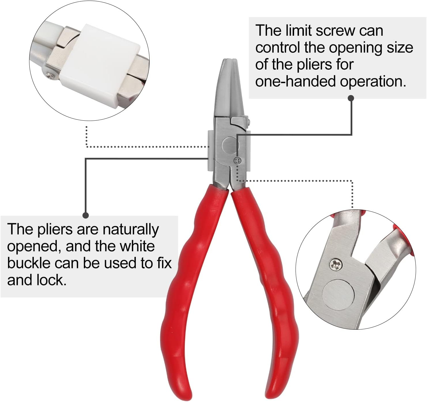 LEONTOOL 6 Inches Half round Pliers Nylon Jaw Eyeglasses Frame Repairing Plier Adjusting Eyeglass Arms Optical Hand Tool with Screwdriver and Glasses Cloth Random image number 3