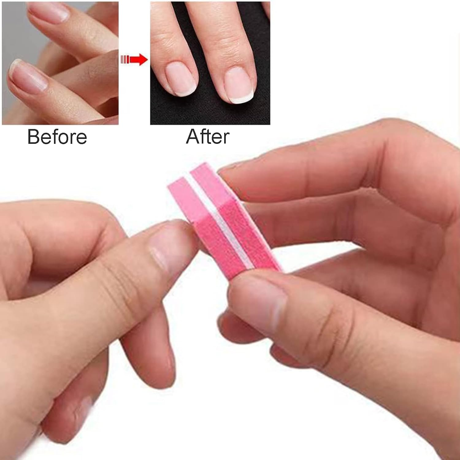 Luoshapucy Pack of 20 Buffer Sanding Blocks, Nail Buffer Blocks, Polishing Block, Double-Sided Sponge, Nail File, Manicure Tool for Sanding Acrylic Nails, Natural Gel for Gel Nails and Acrylic Nails (Pink) image number 2