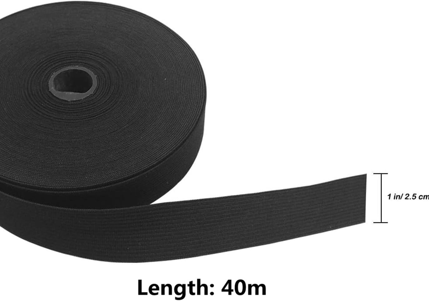 2 Pack Knit Elastic Spool, 1 Inch 10 Yards Elastic Band Heavy Stretch High Elasticity for Sewing Pants Waistband, Wigs, Skirts,Craft Craft DIY Projects (Black & White) image number 1