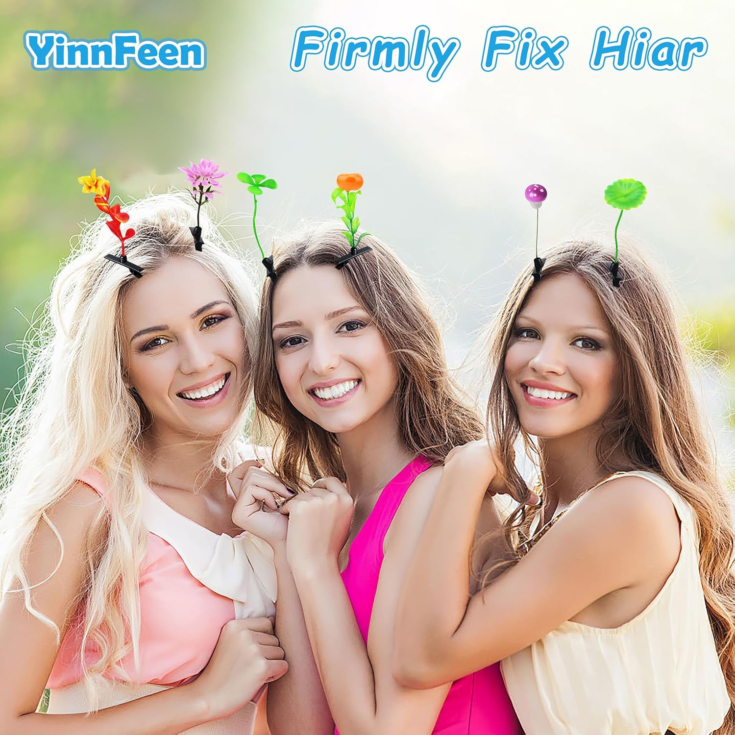Yinnfeen Bean Sprout Hair Clips, 60 Pcs Mixed Style Plant Hairpins, Funny Flower Grass Barrettes Headwear Plant Hair Clips Cute Hair Accessories for Women Festival Party Supplies image number 1