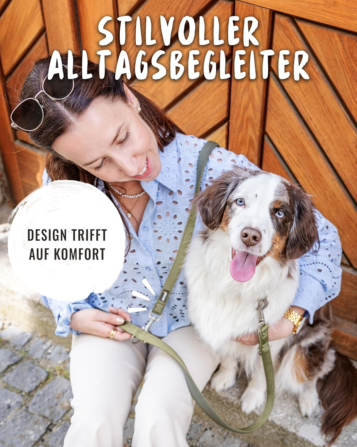 Rudelk&ouml;nig Bella Dog Lead - 2.30 M Length - Adjustable Dog Lead for Medium and Large Dogs - Dog Lead in Khaki image number 4