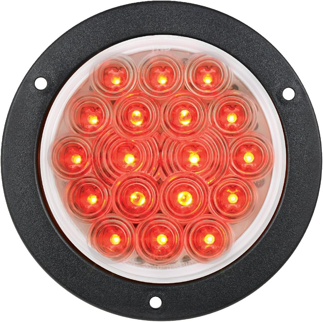 GG Grand General 75872 Red/Red 4 Inch Fleet 18 Led Flange Mount with Bezel, 3 Prong