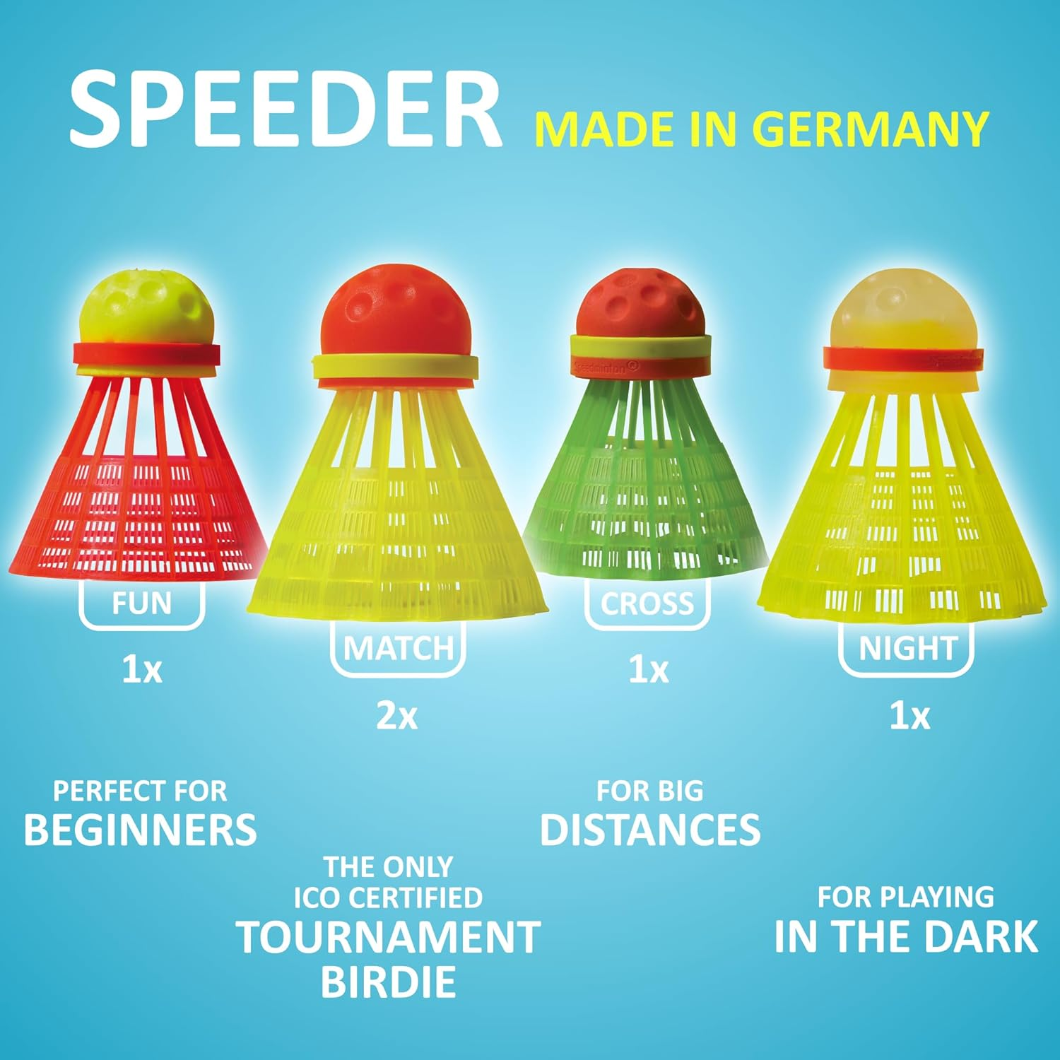 Speedminton&reg; S900 Set - Original Speed Badminton/Crossminton Professional Set with Carbon Rackets Including 5 Speeder&reg;, Pitch and Bag image number 6