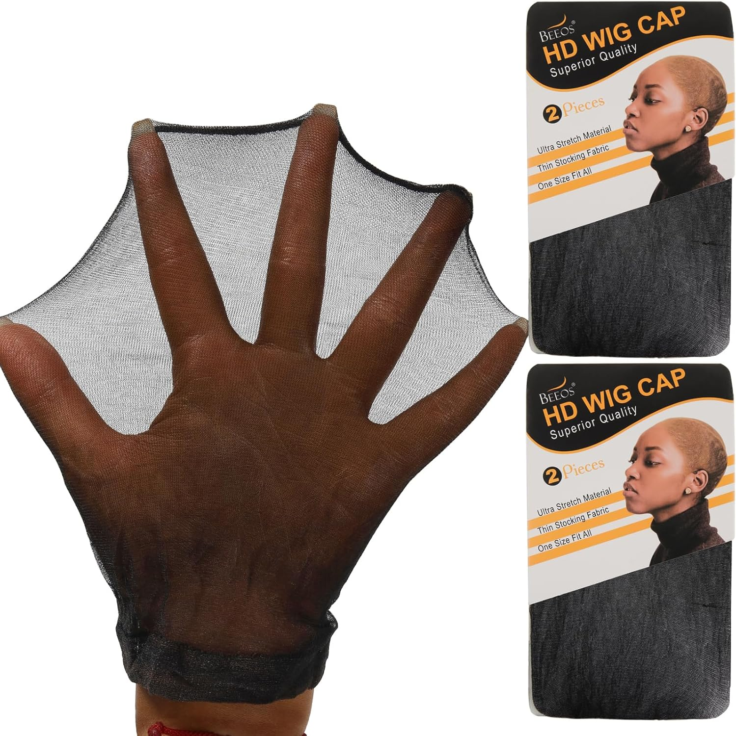 BEEOS Dark Brown Skinlike HD Wig Cap for Women, 4 Pieces Invisible Ultra-Thin Stretchy Stocking Caps for Lace Front Wigs