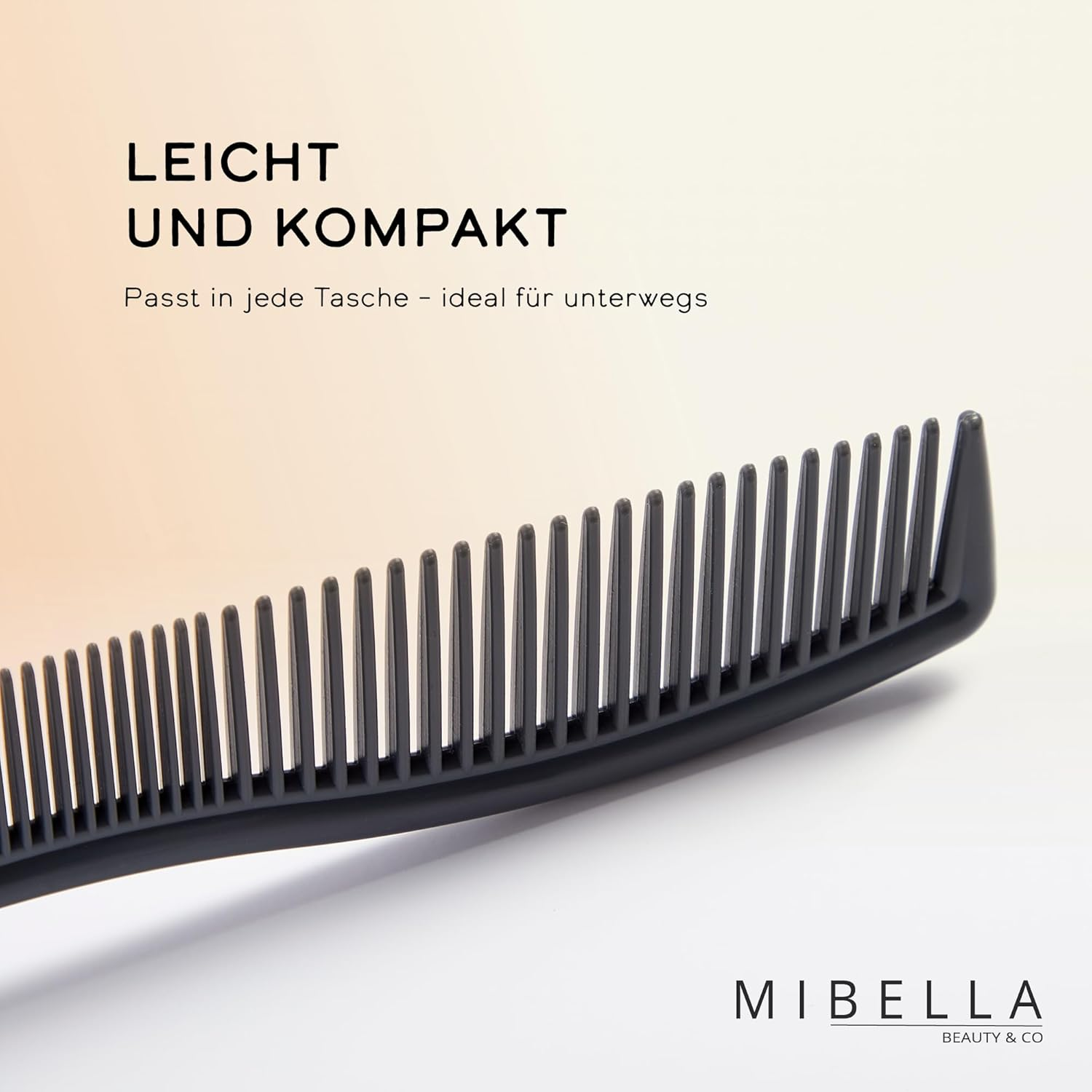 MIBELLA BEAUTY & CO Styling Comb for Men and Women - Comb with 2 Teeth Fine Comb for All Hair - Hair Cutting Comb for Professional Use Even at Hairdressers 17.5 Cm