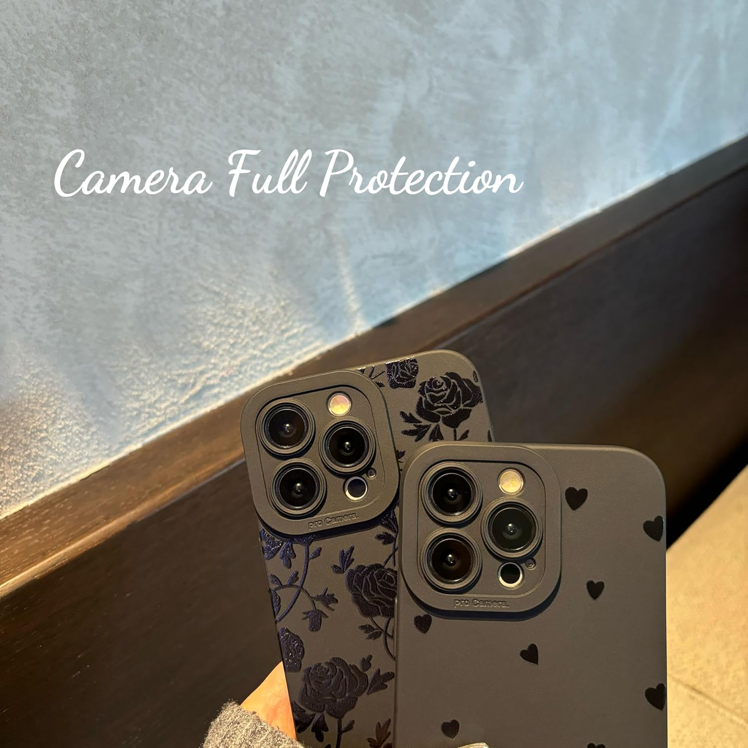 For Iphone 16 Pro Case 6.3 Inch 2024, Aesthetic Love Hearts Print Phone Case for Women Girls Men, Slim Silicone Protective Phone Cover for Iphone 16 Pro, Black Love Hearts image number 7