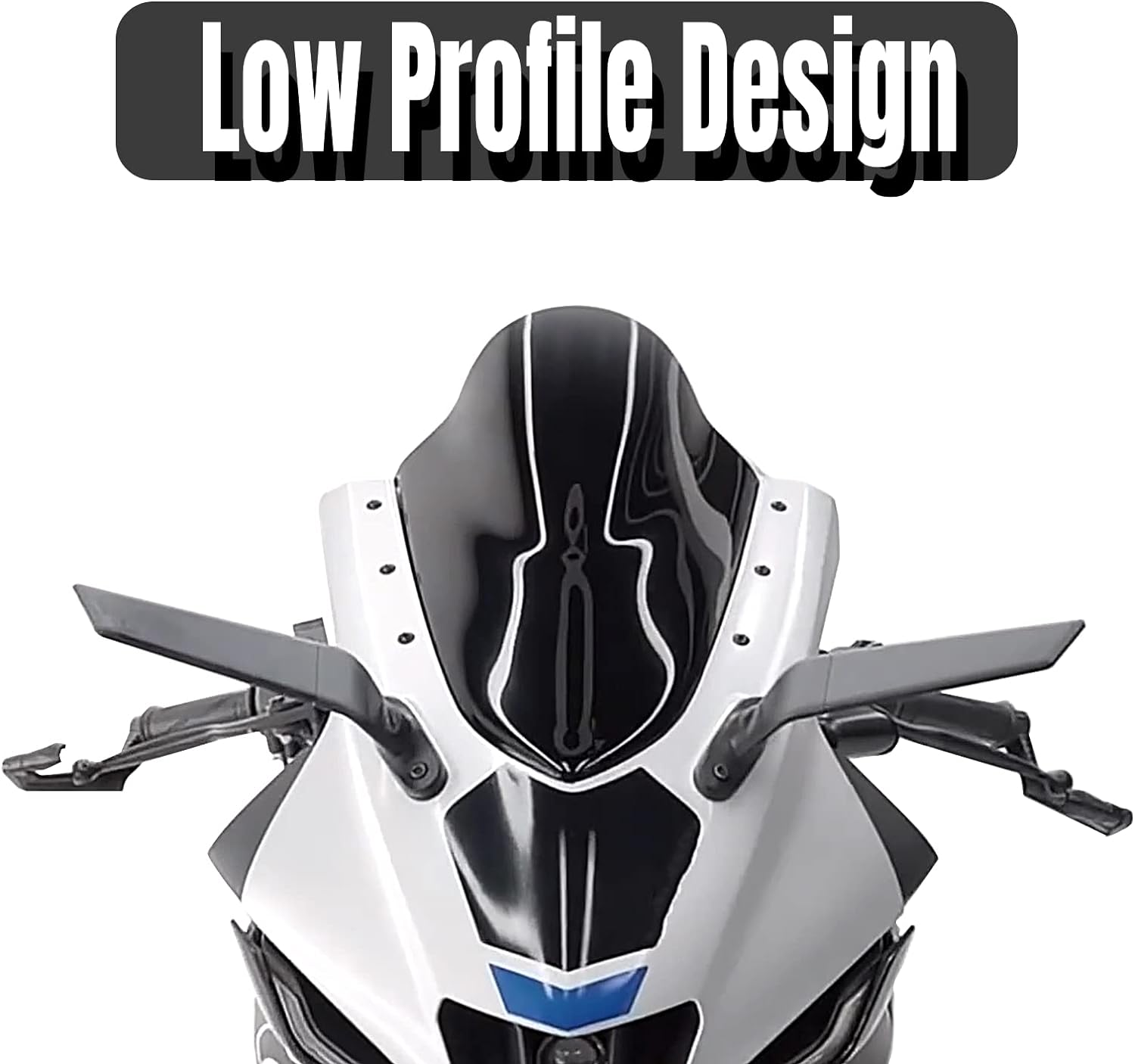 2025 Latest Motorcycle Wing Mirrors Compatible with GSXR 600 750 1000 | CBR300R CBR500R CBR600RR CBR1000RR EX250 EX300 EX400 EX650 ZX6R ZX10R - Adjustable Low Profile & Convex Design - 2 Pack