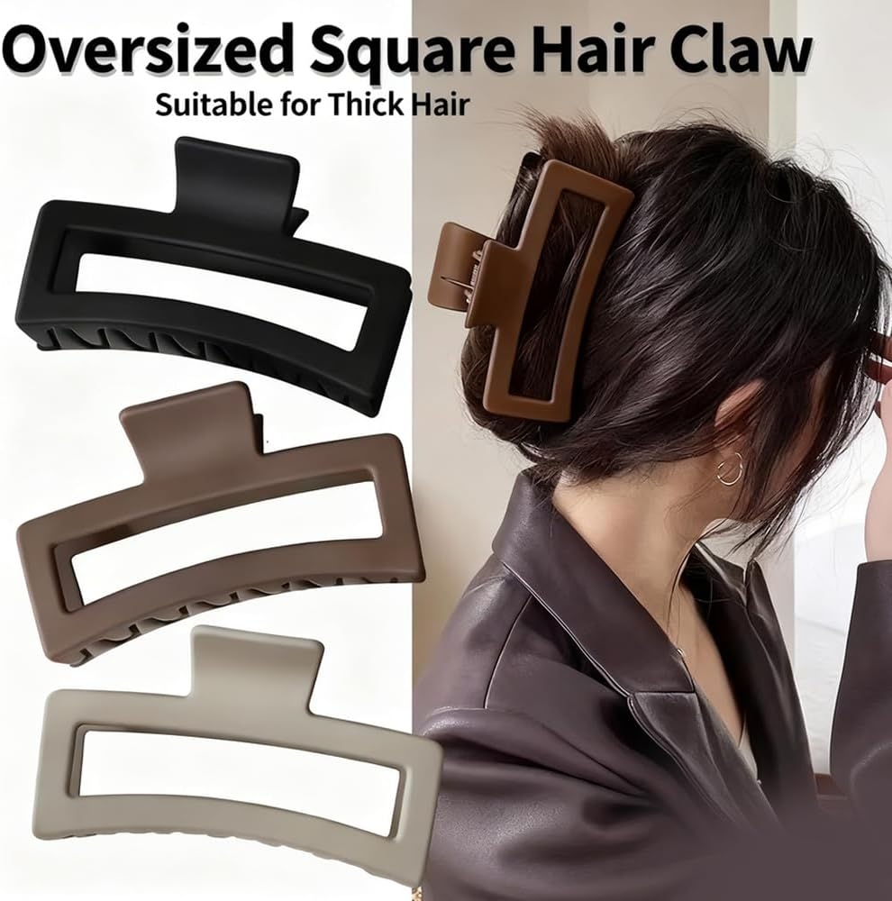 TSUOUKL Pack of 4 Extra Large Hair Clips, 13 Cm Jumbo Large Hair Clips for Thick, Long, Curly Hair, Matte Non-Slip Hair Clips, Women'S Hair with Strong Hold, XL Oversized Hair Clip image number 2