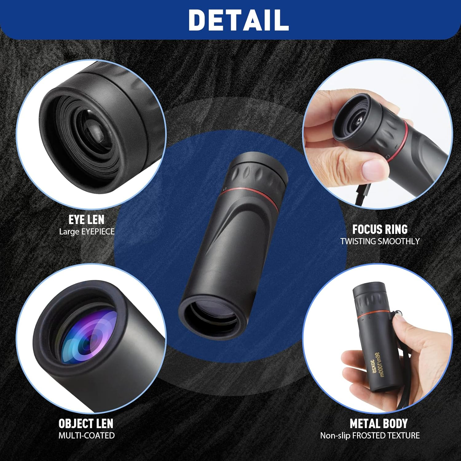 HDAJY Mini Monocular Telescope, Upgrade 30 X 25 HD Monoculars for Adults High Powered, Be Used for Stargazing, Hunting, Black image number 1