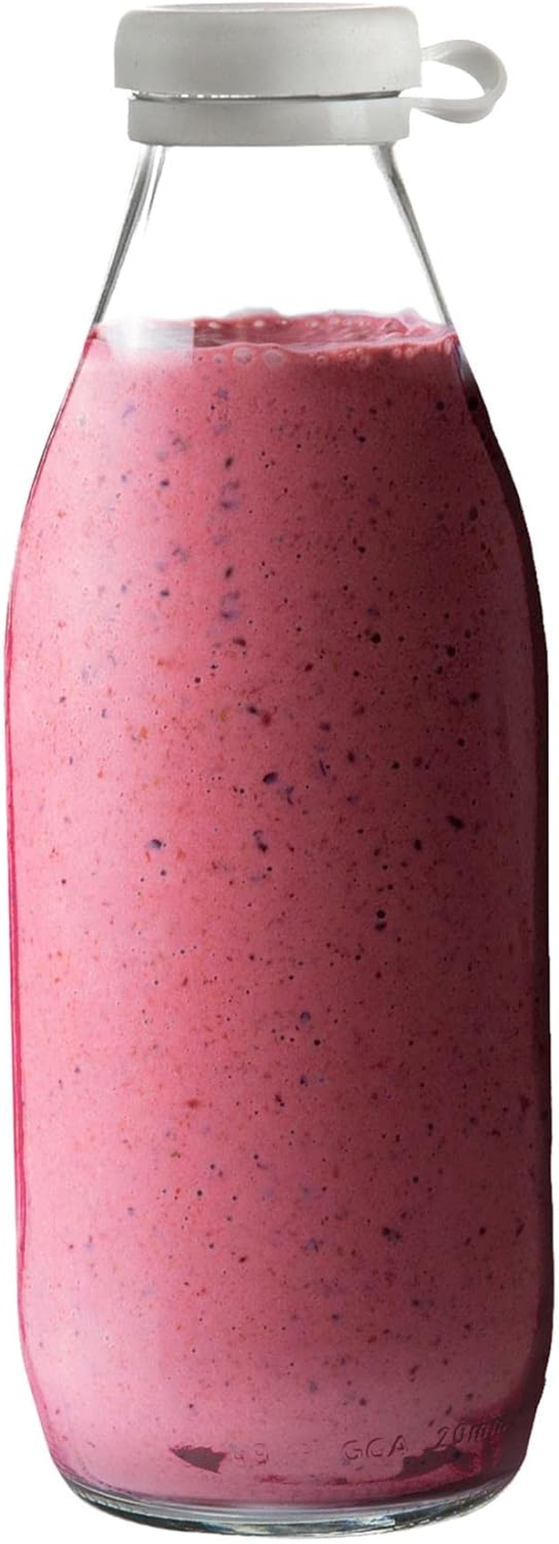 Argon Tableware Glass Milk Bottle with Silicone Lid - 1 Litre - Empty Clear Reusable BPA Free Water Bottle Orange Juice Container for Fridge Storage, Picnics, Weddings image number 4