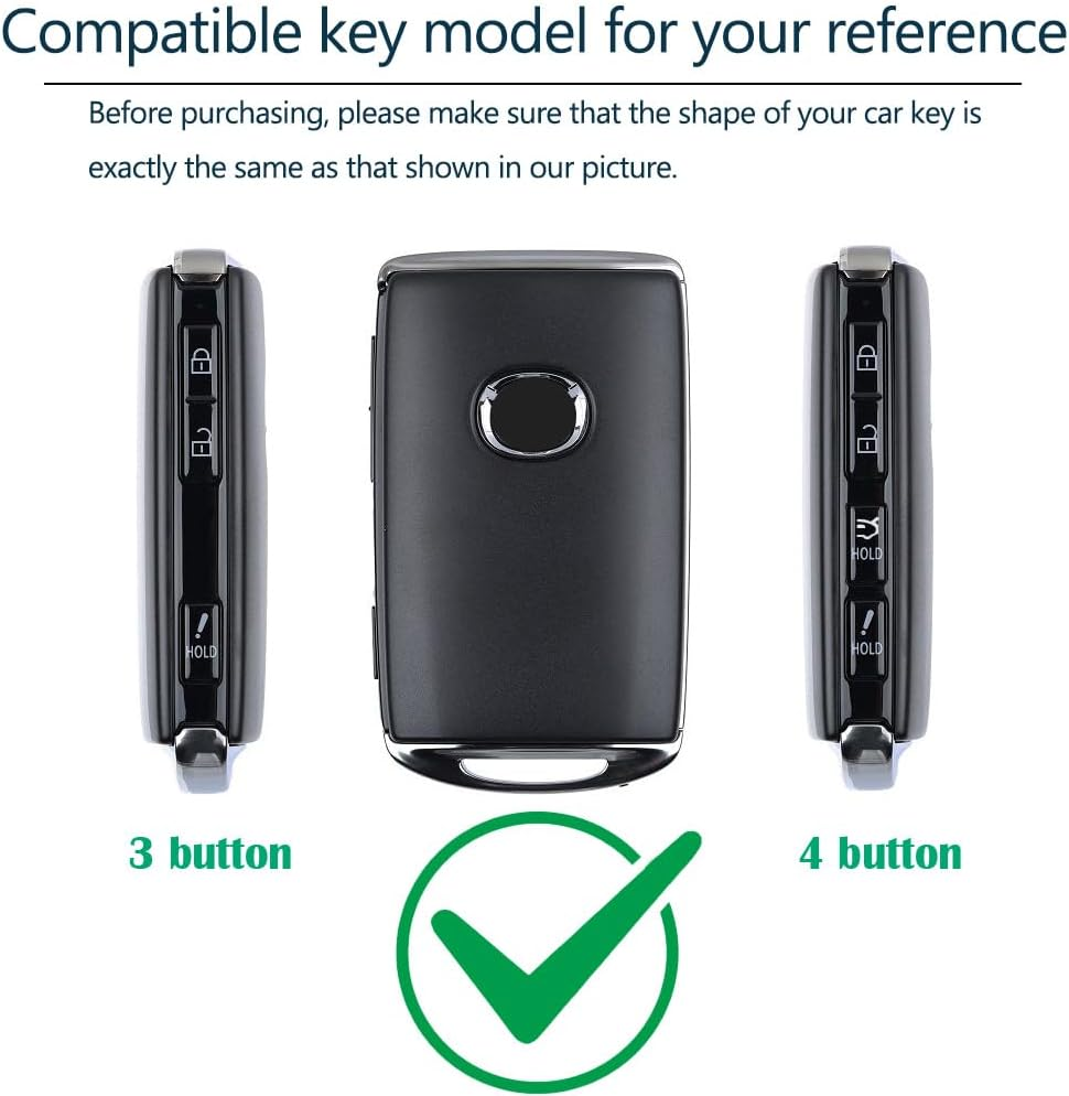 Lcyam Key Fob Cover Case with Leather Key Holder Keychain for Mazda 2024 2022 2023 3 6 CX-30 CX-5 Cx-9(Blue) - Blue image number 2