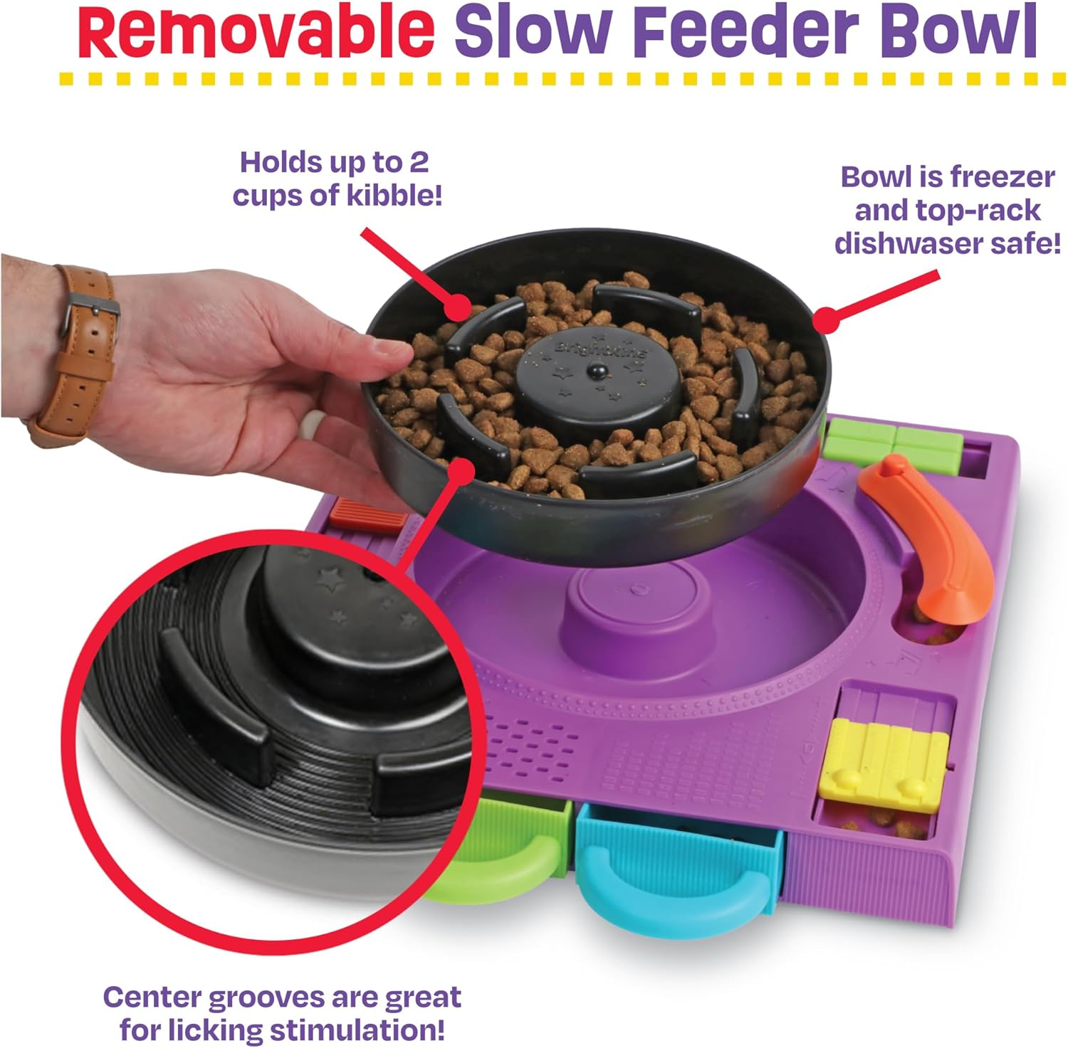 Brightkins LER9383 Dog Toy, Treats Mikke! DJ Puzzle, for All Breeds, Nosework, Snacks, Authentic image number 4