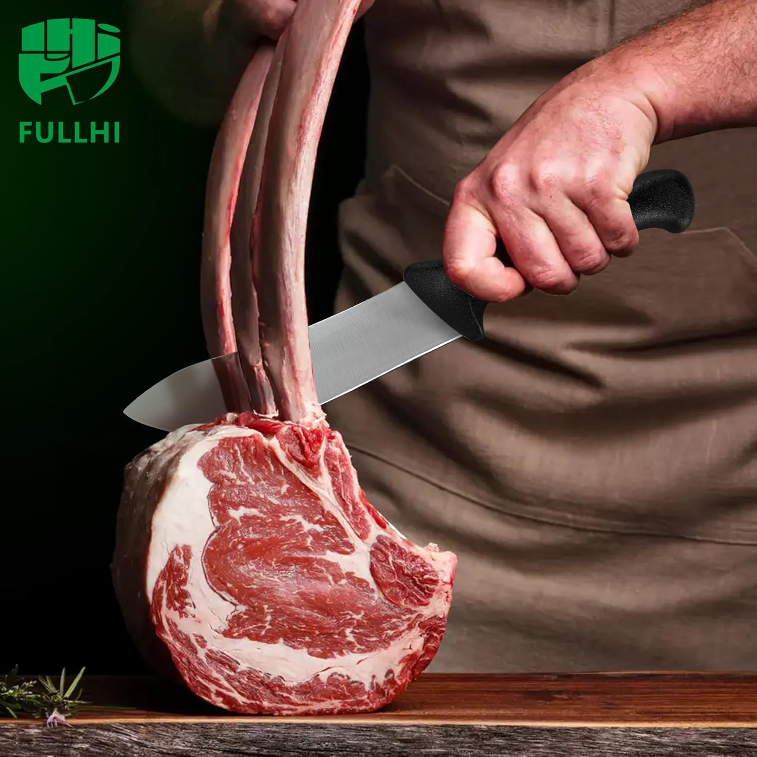 FULLHI 11PCS Butcher Knife Set, Non-Slip Butcher Boning Knife German Stainless Steel Chef Knife Set,Meat Processing Set for Home Kitchen,Slaughterhouse and Restaurant image number 1