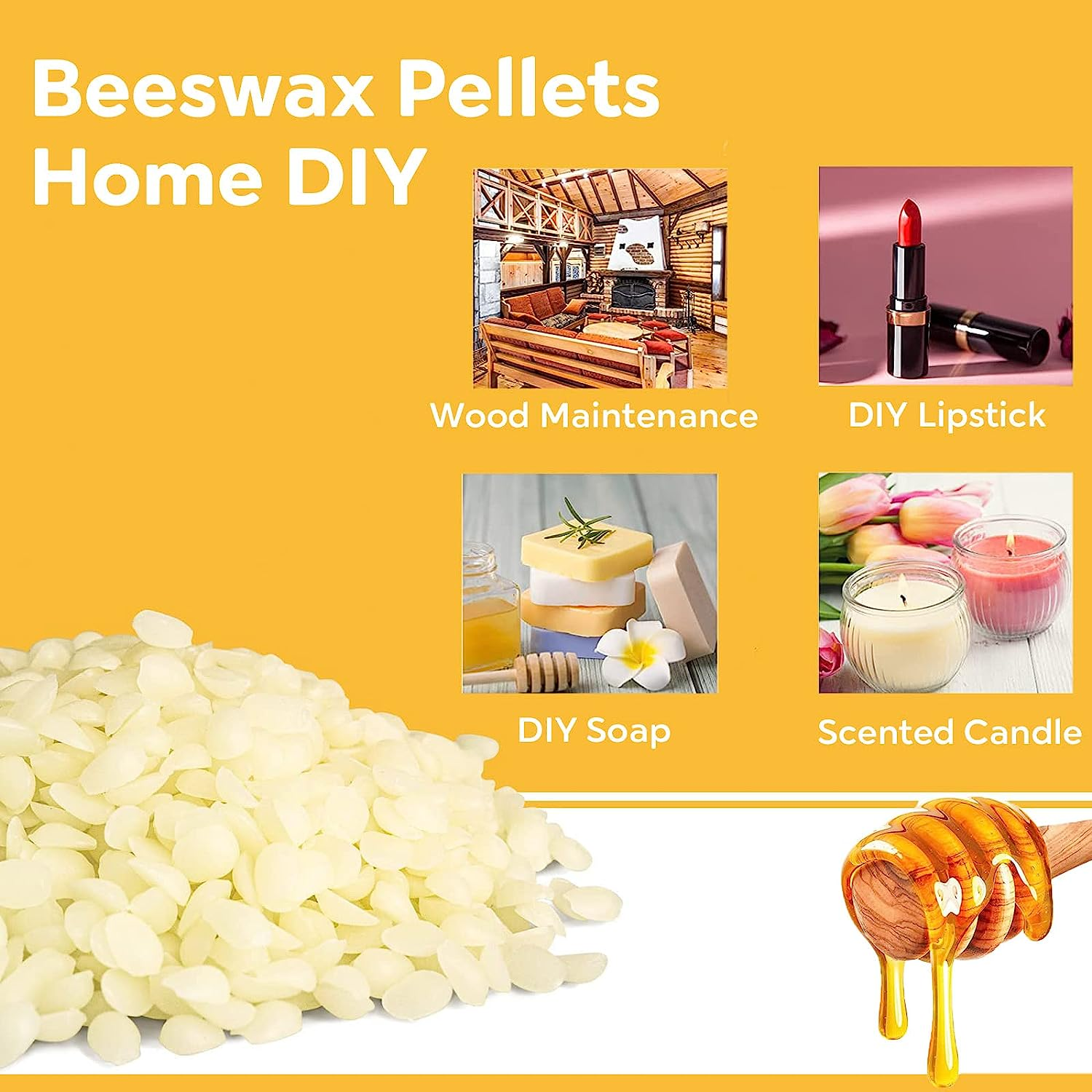 NUFECARG Beeswax Pellets 2LB(32 Oz), 100% Organic Bees Wax, Triple Filtered Beeswax for DIY Candle, Hair Care, Lotions, DIY Creams, Lip Balm and Soap Making Supplies image number 1