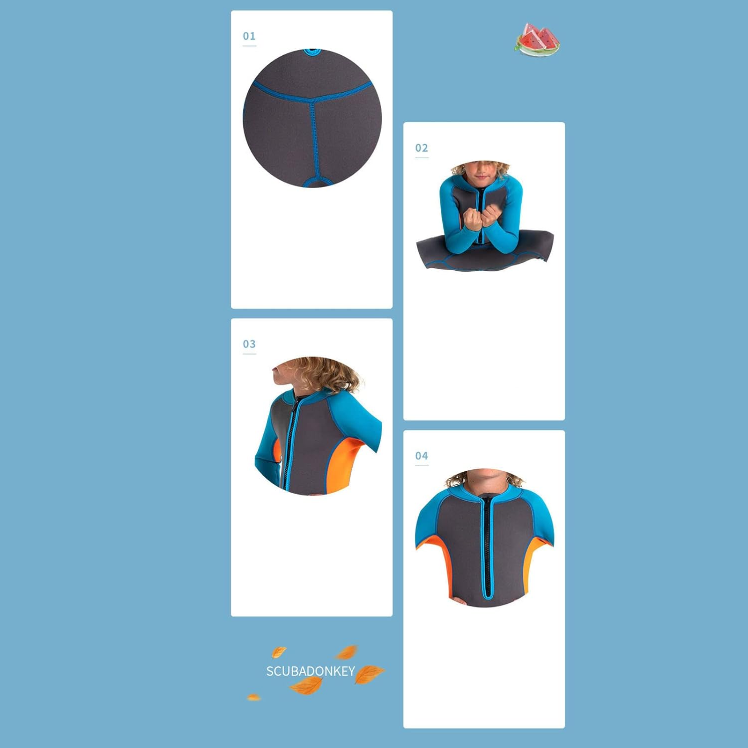 Children'S Wetsuit Sun Protection Warm Soft Long Sleeve Children'S Wetsuit for Diving Snorkeling