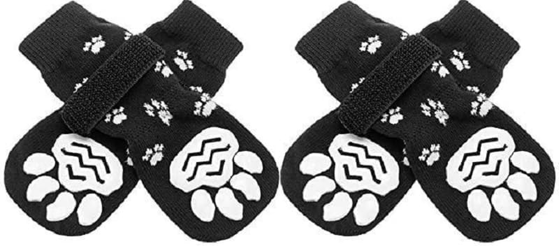 Anti-Slip Dog Socks,Dog Shoes for Hot/Cold Pavement,Paw Protectors with Grips 2 Pairs for Puppy Small Medium Large Senior Old Dogs,Dog Socks to Prevent Licking and Hardwood Floor Protection (Black, M) image number 5