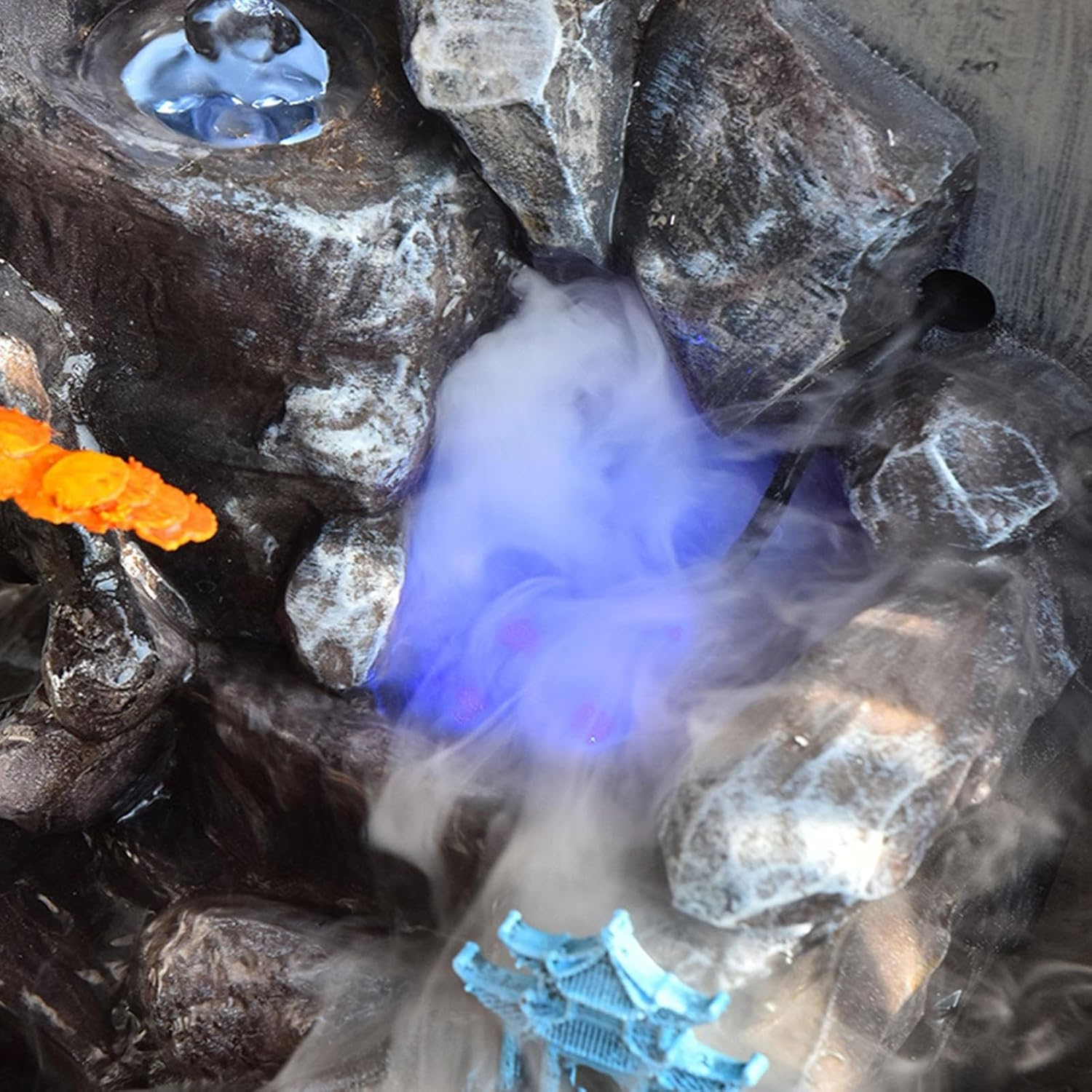 Outdoor Fountain New Chinese Water Fountain with Feng Shui Wheel and Fish Pond, Decorative, Circulating Landscape Ornaments, Suitable for Living Room, Office, Courtyard(Yellow) - Green image number 2