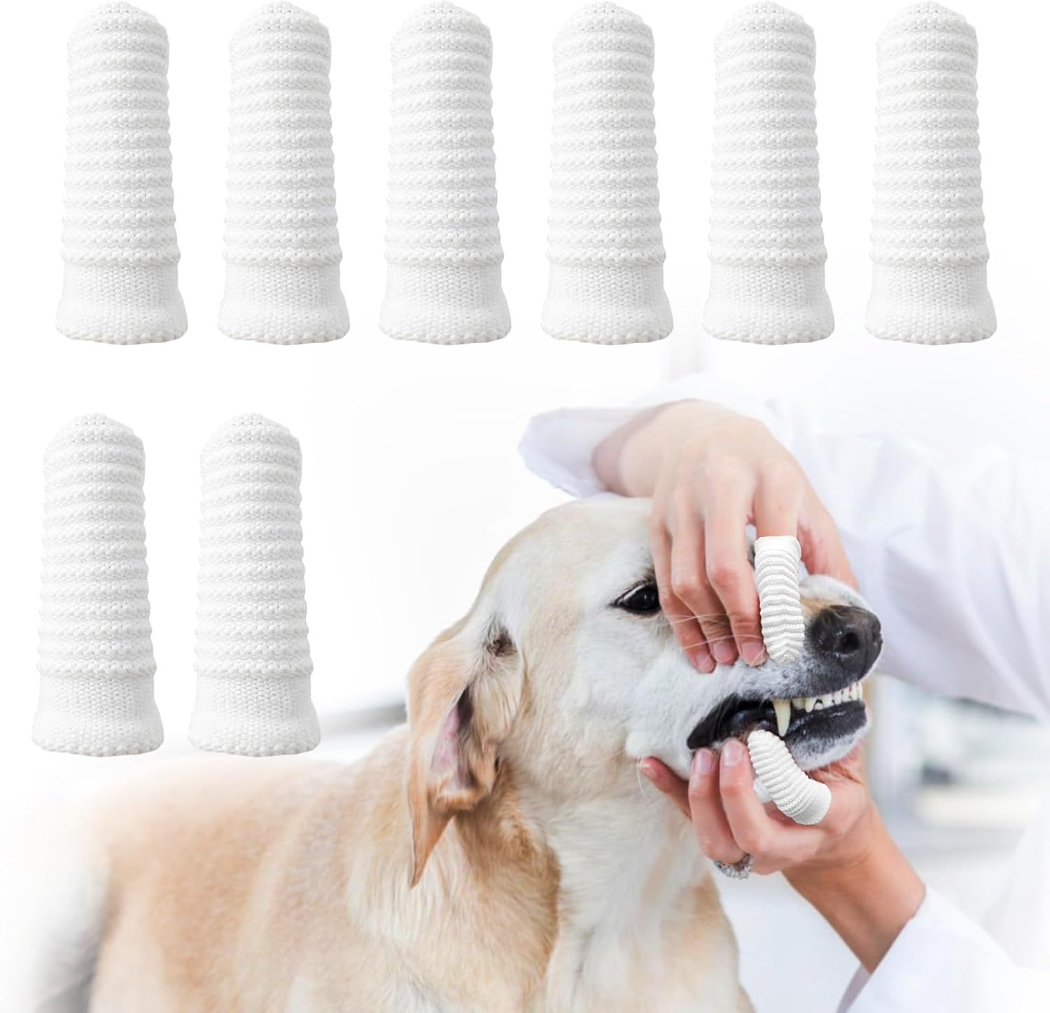 Pet Toothbrush Dog Toothbrush Finger Toothbrush for Dogs Dental Care - Made of Knitted Fabric Reusable, Efficient, Perfect for Dogs and Cats, 360&ordm; Ergonomic Design (Pack of 8) image number 5