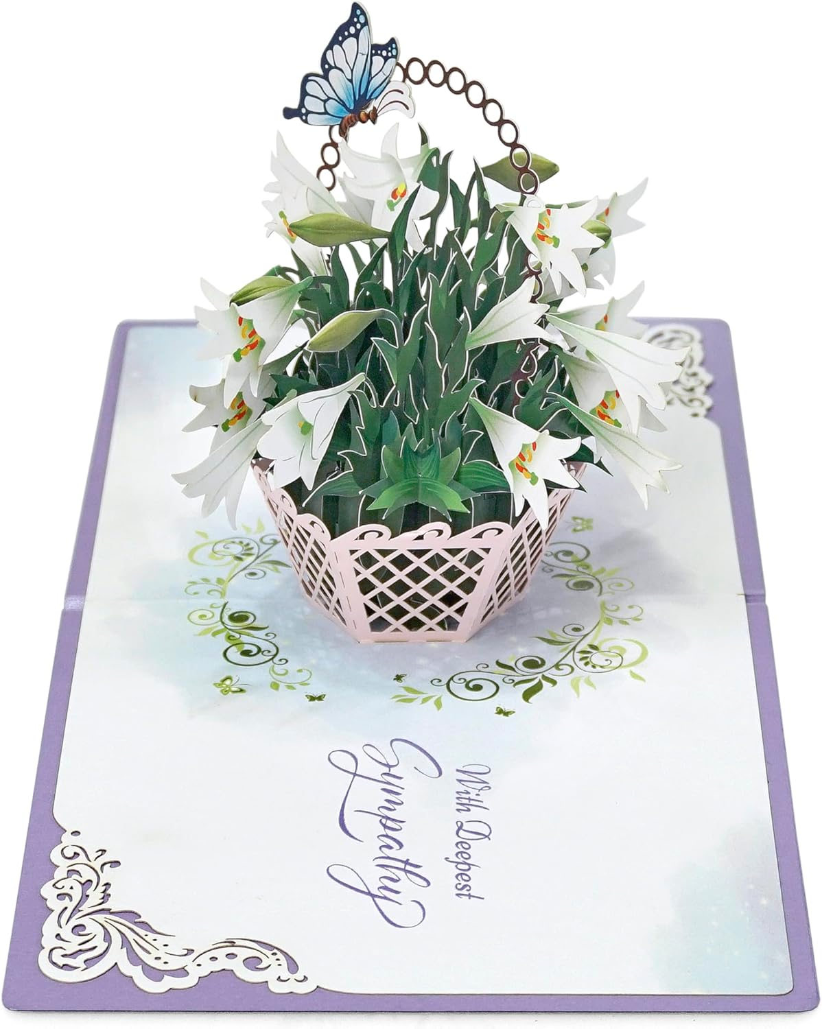 CUTPOPUP White Lily Sympathy Pop up Card, with Sympathy Card, Loss of Loved One, Pet, Mom, Dad, Child, Condolence, Bereavement, Grief with Envelope (White Lily Sympathy) FL114.1AU1515 image number 6