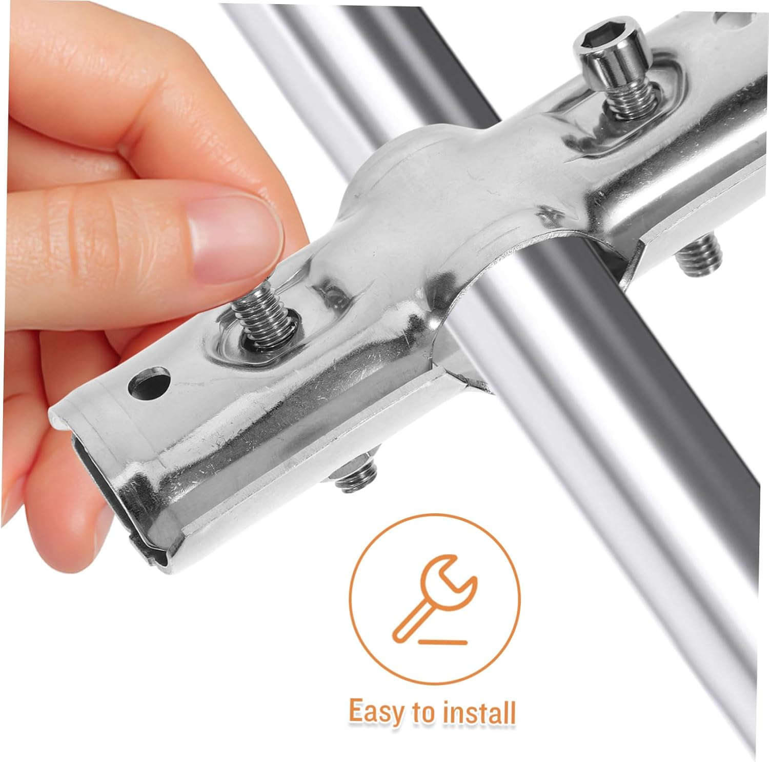 Outanaya 2Pcs Stainless Steel Pipe Connector Pipe Adapter Greenhouse Tube Clamp Zinc-Plated Repair Clamp for Greenhouse Supplies