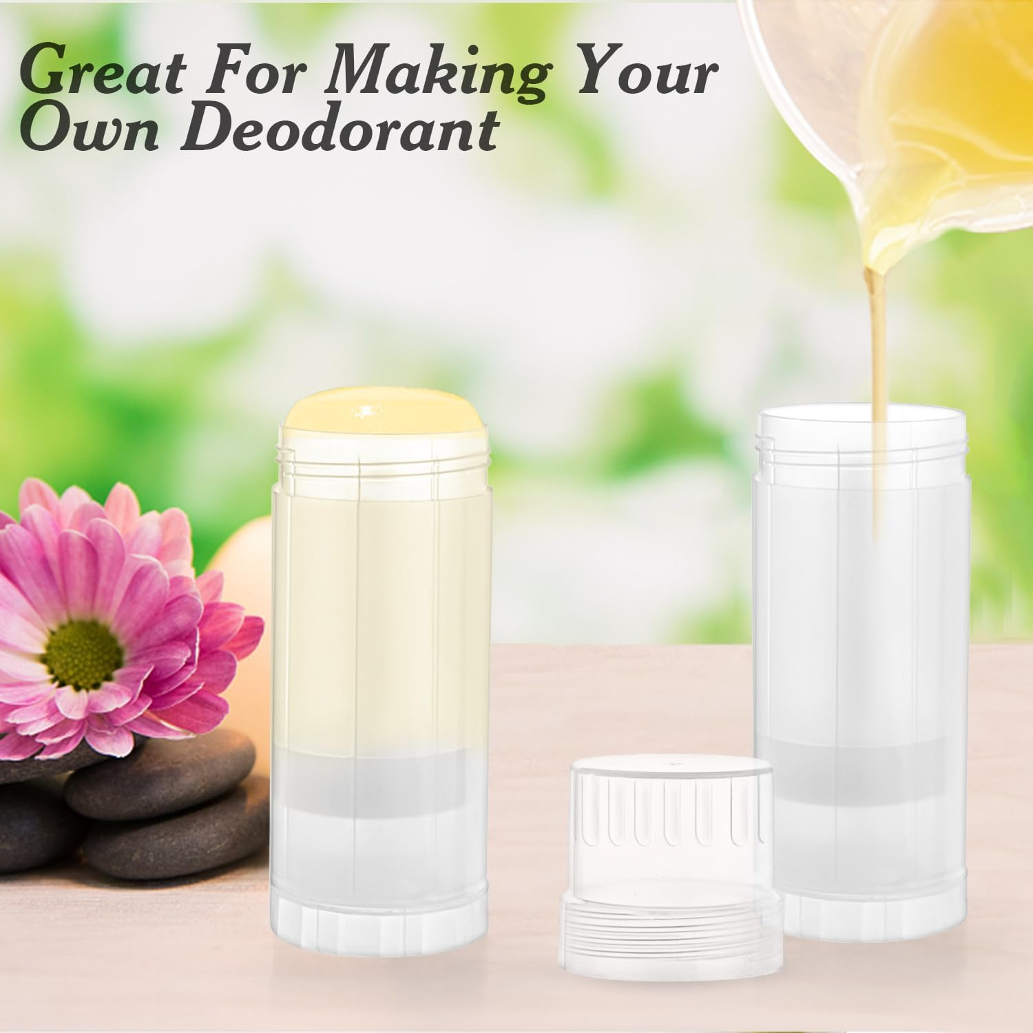 12 Pcs 60Ml/2Oz Empty Deodorant Containers Twist up Filling Stick Plastic Deodorant Holder Tube for Lipstick Crayon Chapstick Sunscreen Bar DIY Cosmetic - Translucent image number 2