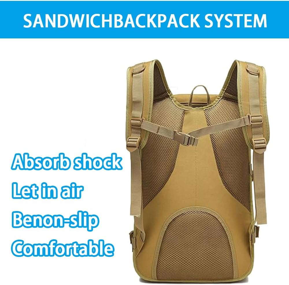 RUTREZOGO Military Tactical Backpack for Men, Large 3-Day Assault Pack Bug Out Bag, Water-Resistant Heavy-Duty Army Survival Hiking Trekking Rucksack with Laptop Compartment image number 5