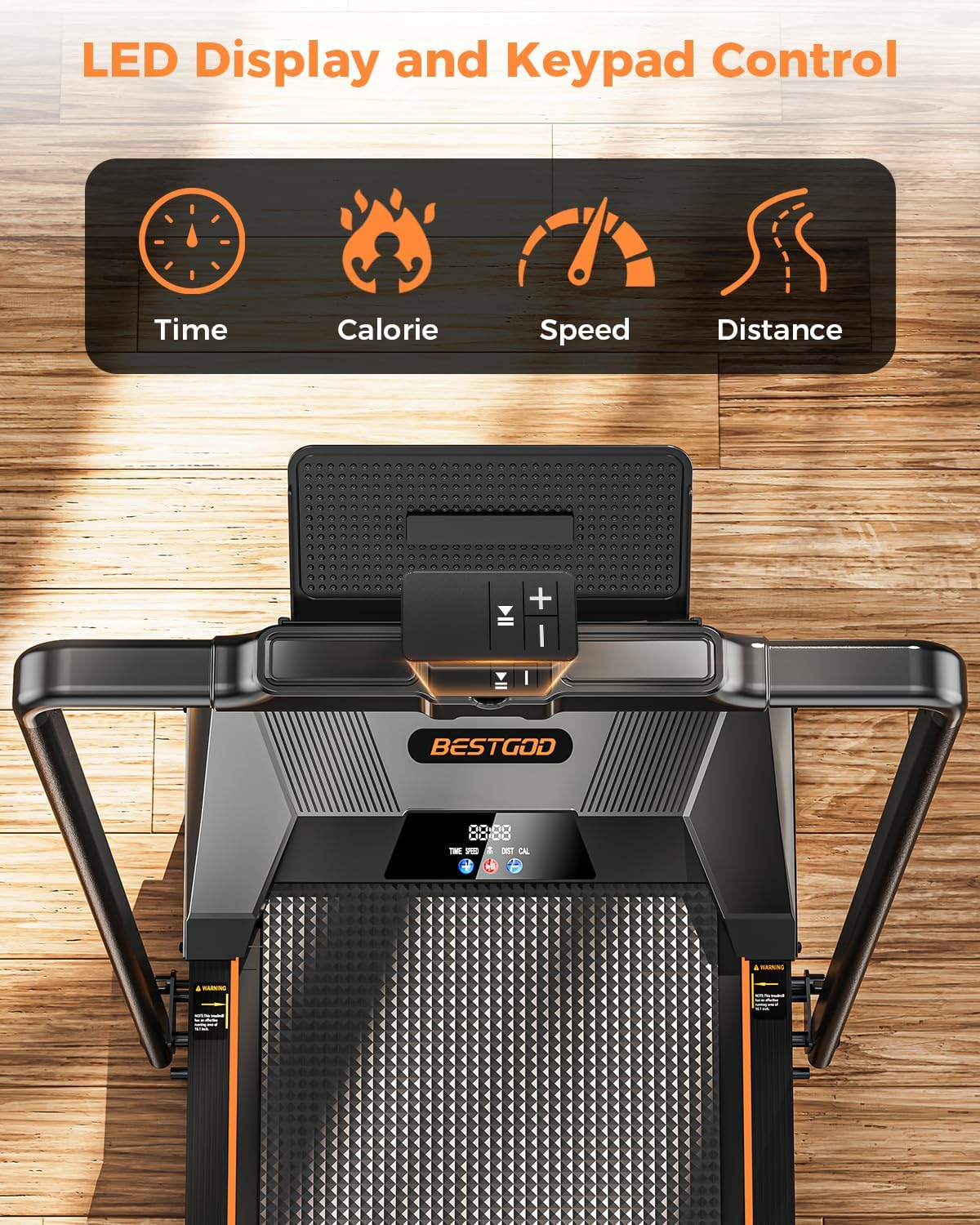 Walking Pad with Handle Bar, Bestgod Treadmills for Home Office 150Kg Capacity Foldable under Desk Treadmill 5% Walking Treadmill with Incline 2.5 HP Folding Treadmills with Remote Control image number 2