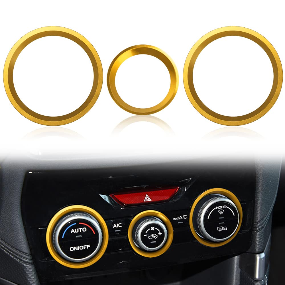 Auovo AC Climate Control Knob Outer Ring Covers Accessories for Forester 2019-2022 Crosstrek 2018-2022 Impreza 2017-2022 Interior for Car Air Condition Switch Volume Control Trim (Orange)