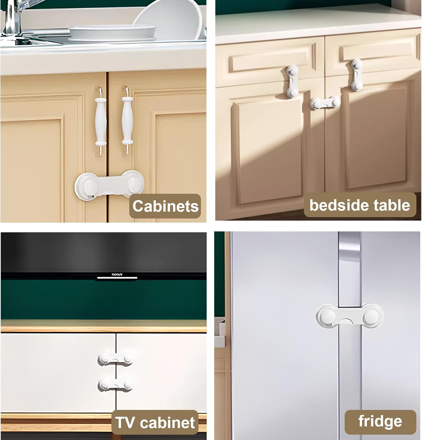 Child Safety Cabinet Locks 8 Pack Cabinet Door Locks with Adhesive for Baby Proof Childproof Safety Locks for Drawer Cupboards Fridge Closet and Pantry image number 4