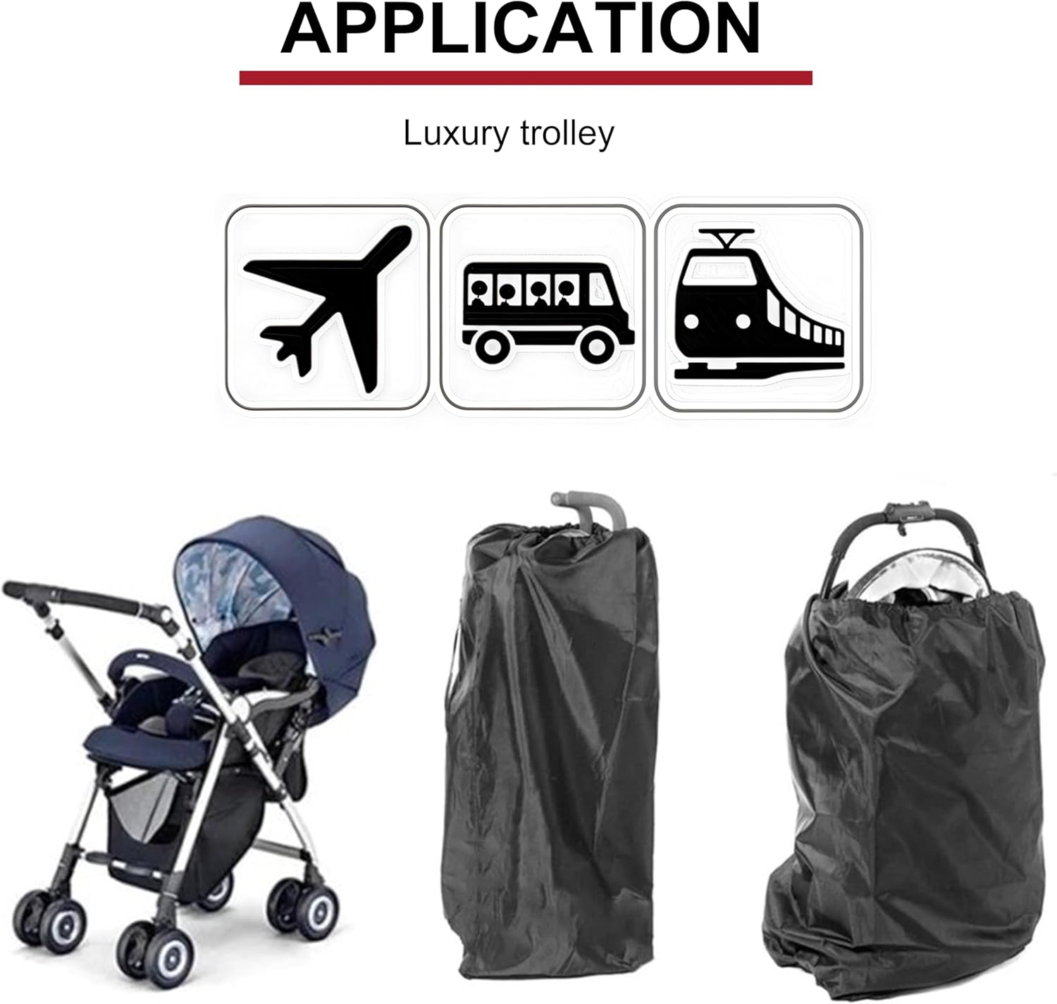 Car Seat Travel Bag, Durable and Waterproof Pram Travel Bag,Stroller Bag, Suitable for Families Who Often Go Out ，Suitable for Small Carts (Umbrella Carts, Etc.) image number 5