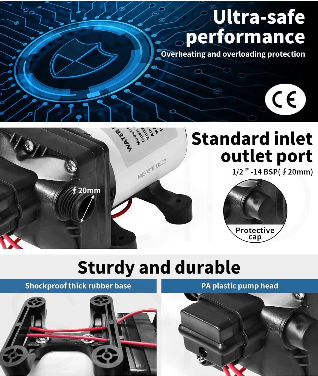 Traderight 12V Caravan Water Pump High Pressure Self-Priming Rv Camping Boat&hellip; image number 1