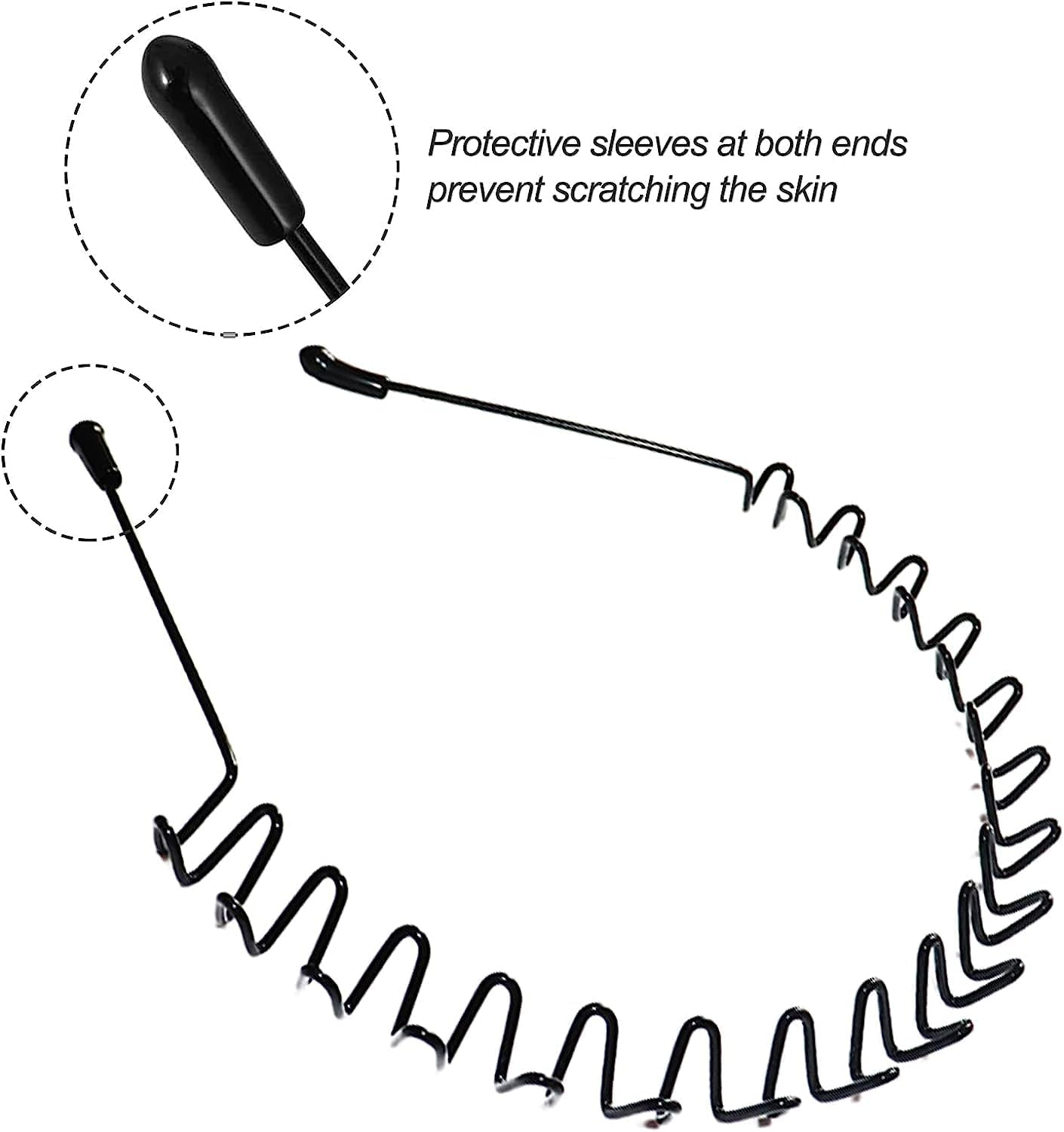 2Pcs Black Wave Elastic Headband,Non-Slip Metal Hair Hoop, Metal Headband Black Hair Hoop,Metal Headbands for Women and Men image number 5