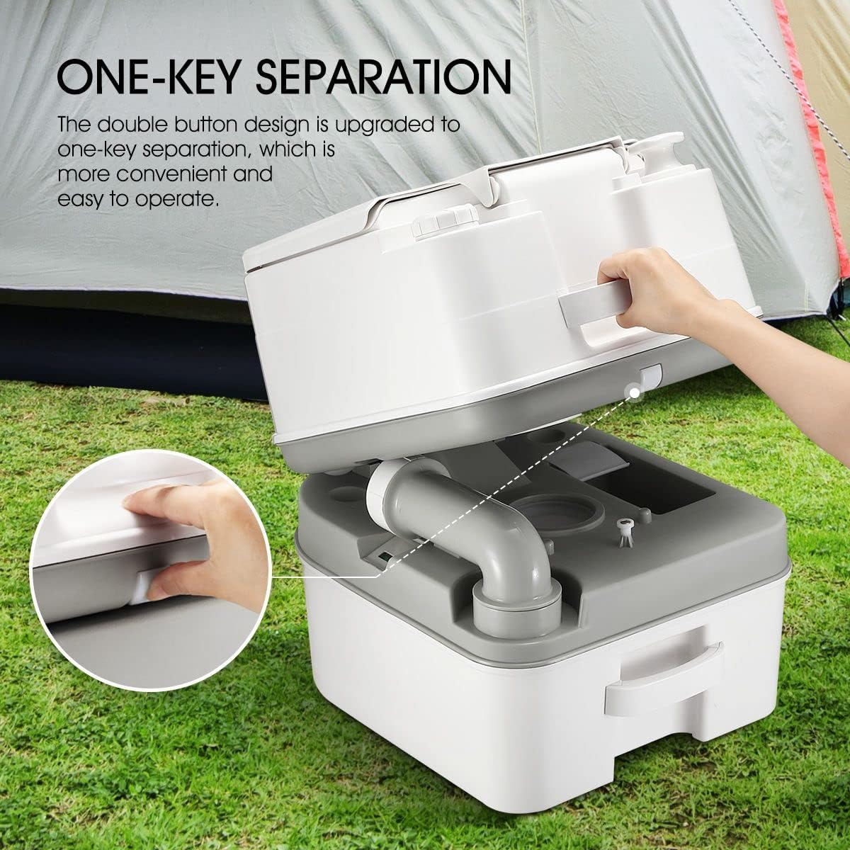 OGL 24L Outdoor Portable Toilet Camping Travel Caravan Fishing Mobile Porta Potty Double Flush 46X38X44Cm image number 3