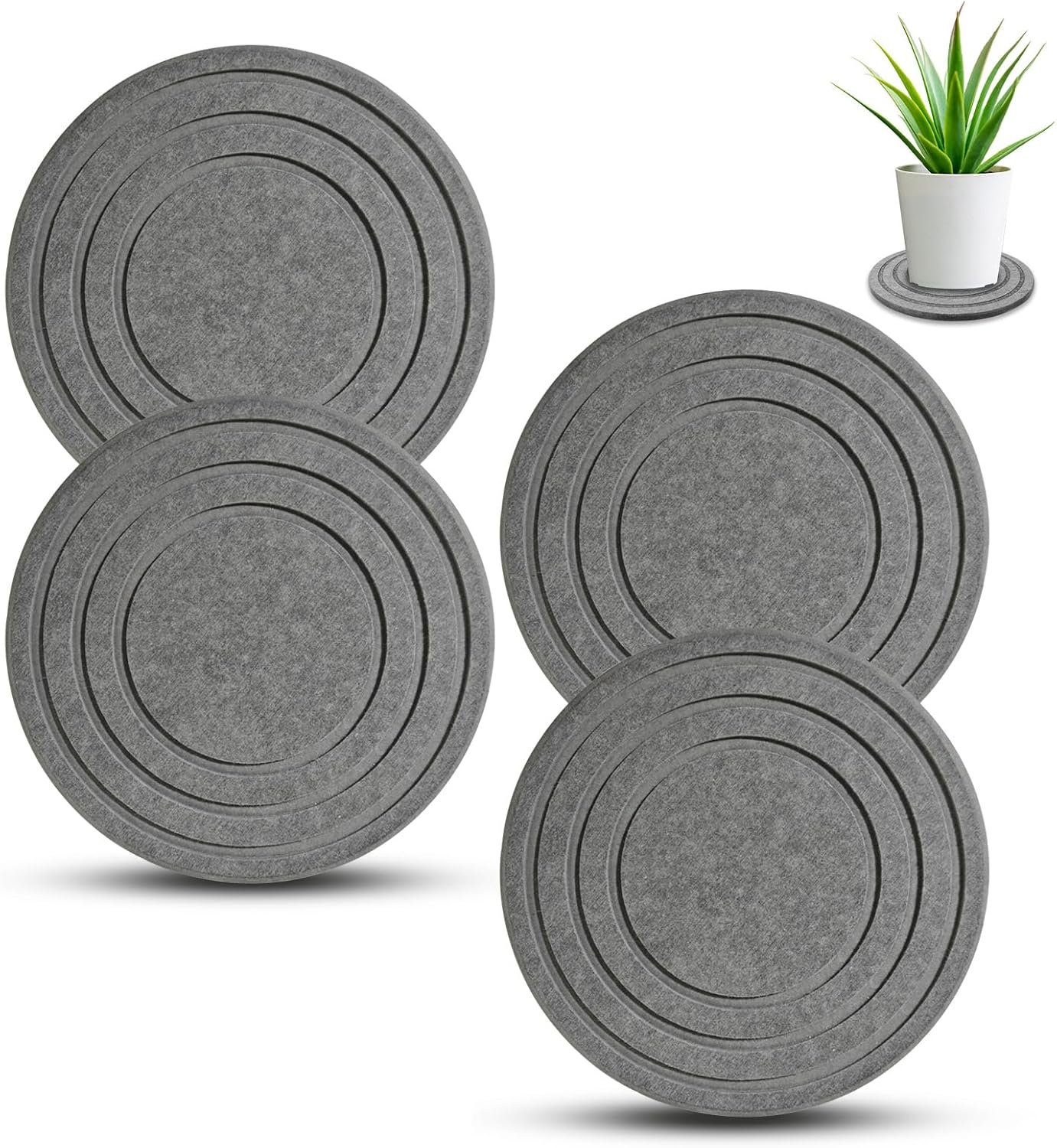 4 Pack Quick Dry Plant Saucer 7 Inch Plant Trays for Pots, Quick Dry Flower Pot Saucers Diatomaceous Earth Tray, Plant Water Catcher Tray Saucers for Potted Plants (Gray)