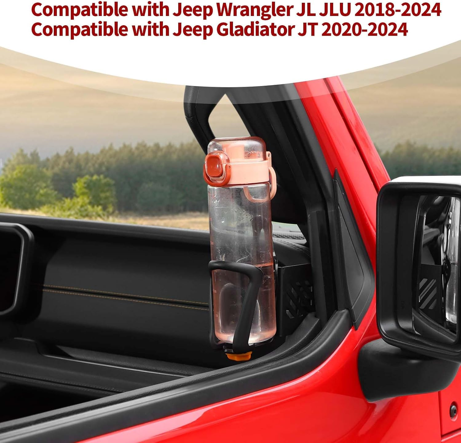 PDKLIN for Jeep JL Front Door Side Cup Holder for Jeep Wrangler JL Jlu/Gladiator JT 2018-2024 Accessories Passenger Cup Holder (Right) image number 6