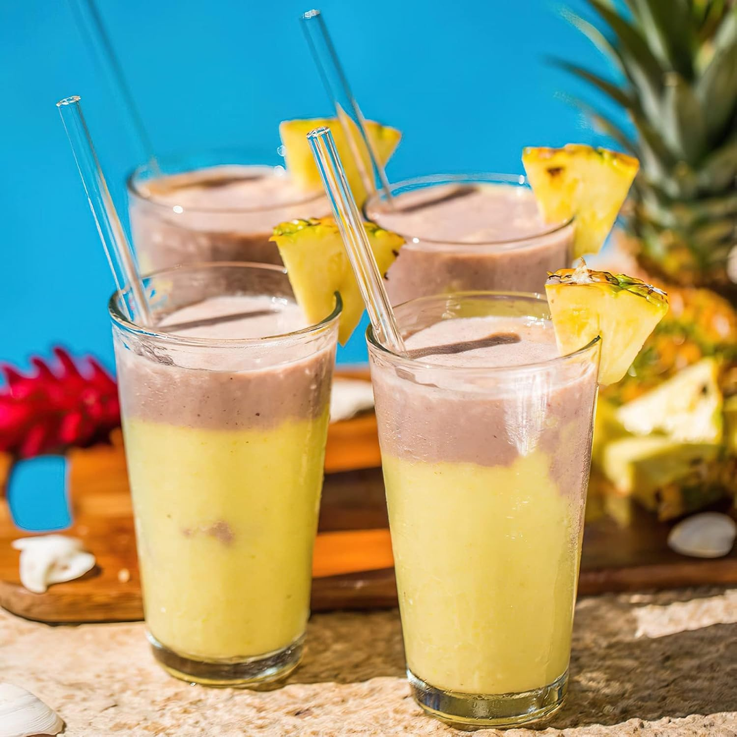 Glass Straws Reusable Drinking Straw,Straw Cleaning Brushes for Hydro Flask Wide Mouth Bottle, Stanley Cup Straw Replacement Set(40 Oz/30 Oz Tumblers) (10-Pack Glass Straws) image number 3