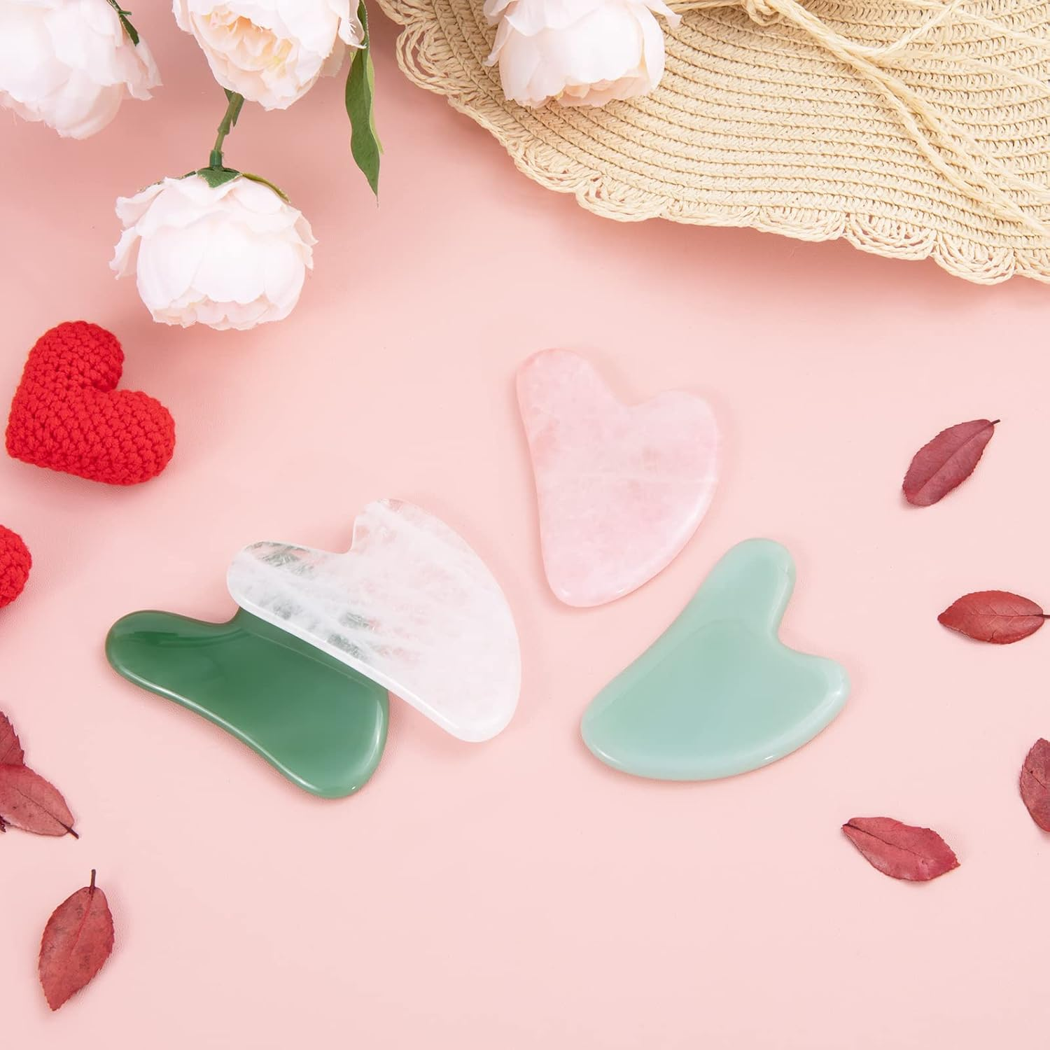 Guasha,Gua Sha Facial Tool,Secret Therapy of Beauty from the Ancient Oriental,Face Slimmer Massage,Decrease Puffiness and Tighten Skin,Improve Face Shape.(Green)