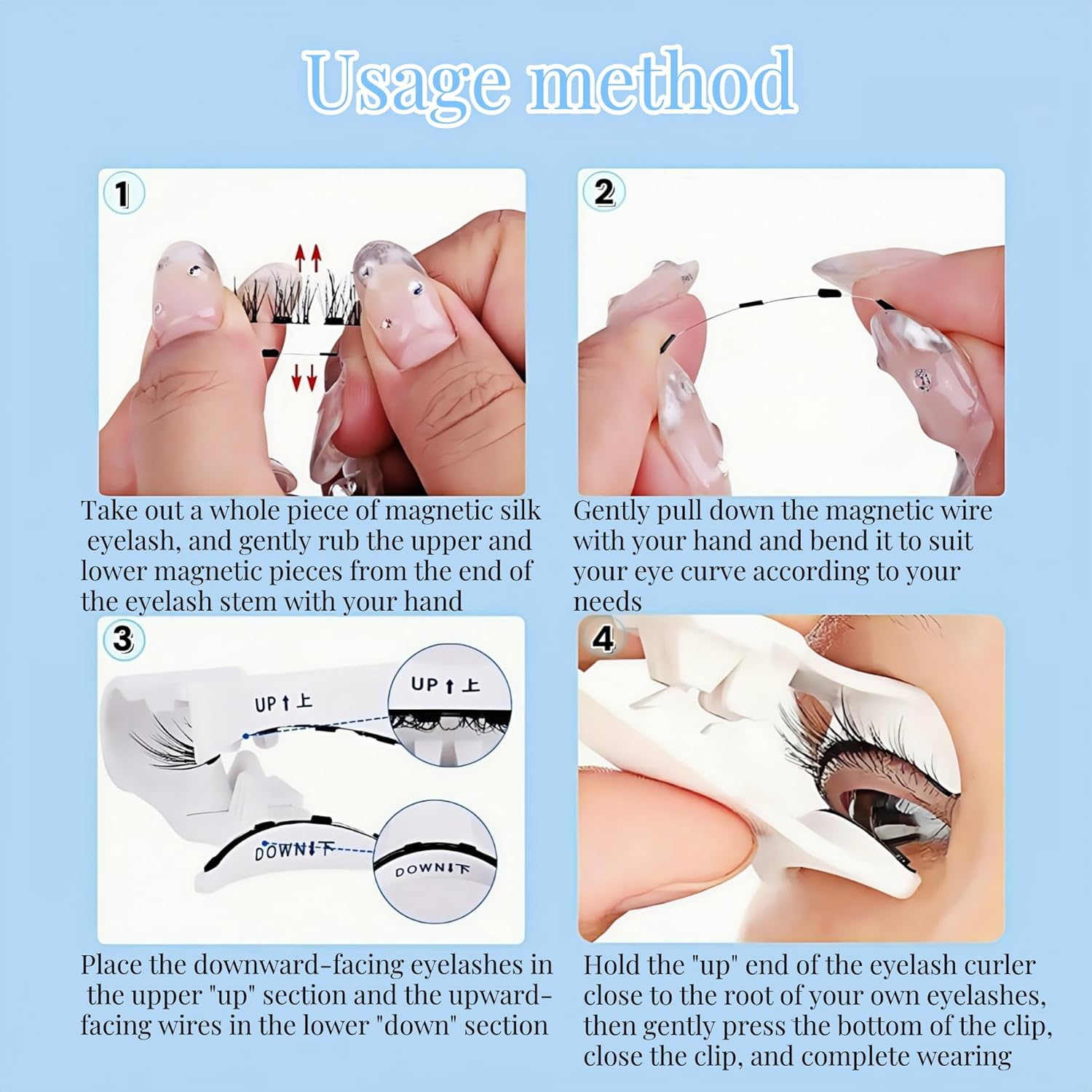 Magnetic False Eyelashes,Magnetic Eyelashes,Long Lasting Reusable with Applicator,Magnetic Lashes,Natural Look No Glue or Eye Liner Needed False Eyelashes Waterproof, Easy to Wear(2 Pairs) image number 5