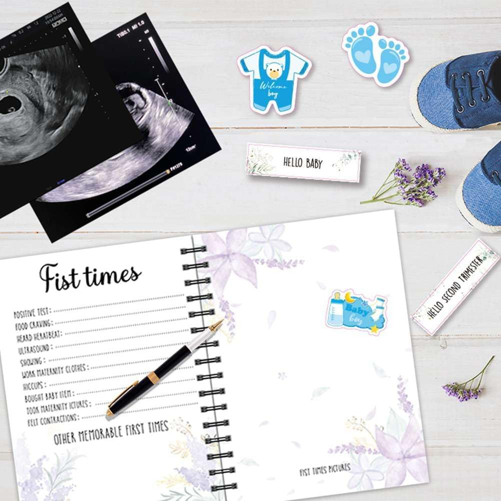 My Pregnancy Journey Book with Cartoon Stickers Hardcover Pregnancy Journal Book Pregnancy Planner Baby Memory Notebook