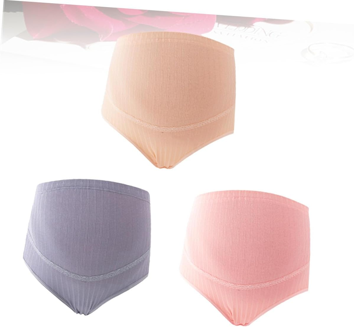 3Pcs High Waist Cotton Maternity Panties for Pregnant Women Adjustable Splice Design with Stomach Lift Breathable Soft Nursing Underwear in Random Colors Comfortable Random Color image number 3