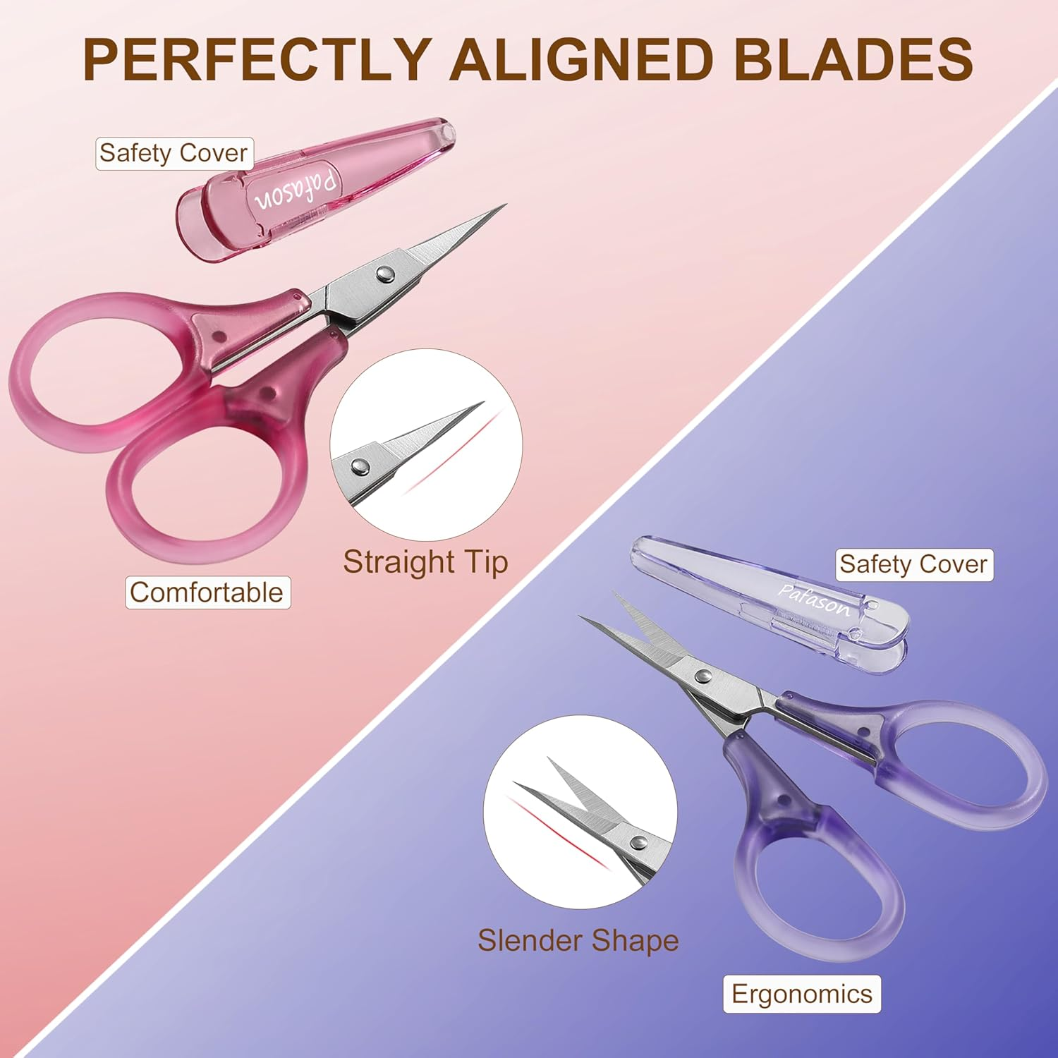 PAFASON Mini Precise Craft Scissor Set 2 PC Straight for Scrapbooking Quilting DIY Sewing Knitting Embroidery Cross Stitch Crochet Thread Yarn Paper Detail Fabric Cutting Stainless Steel, Safety Case